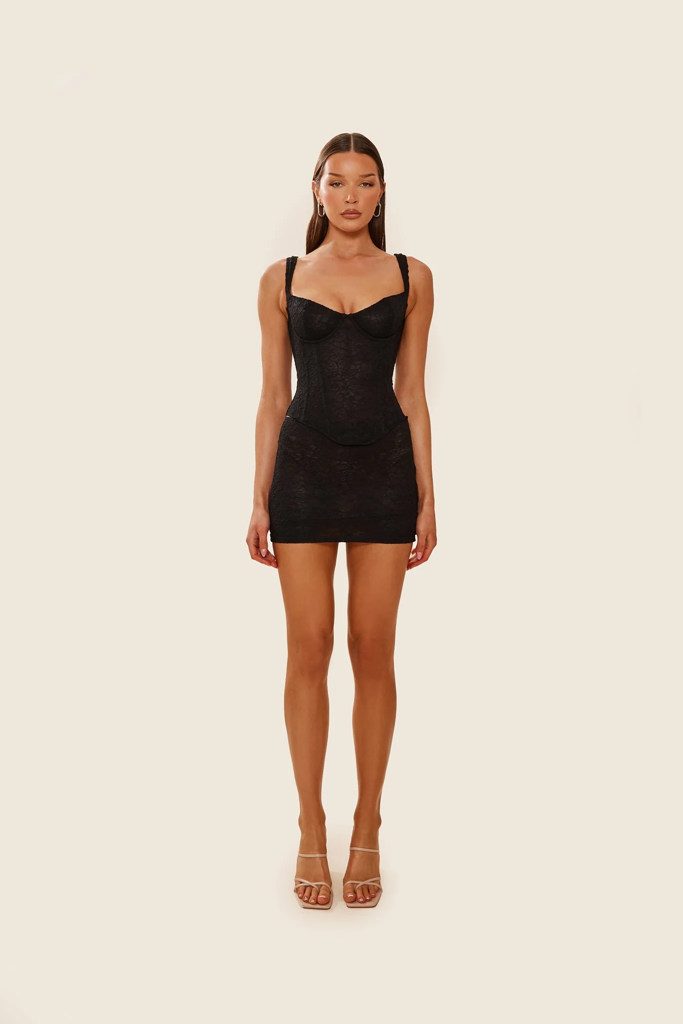 The Cinched Lace Mini Skirt in Black - Image 7