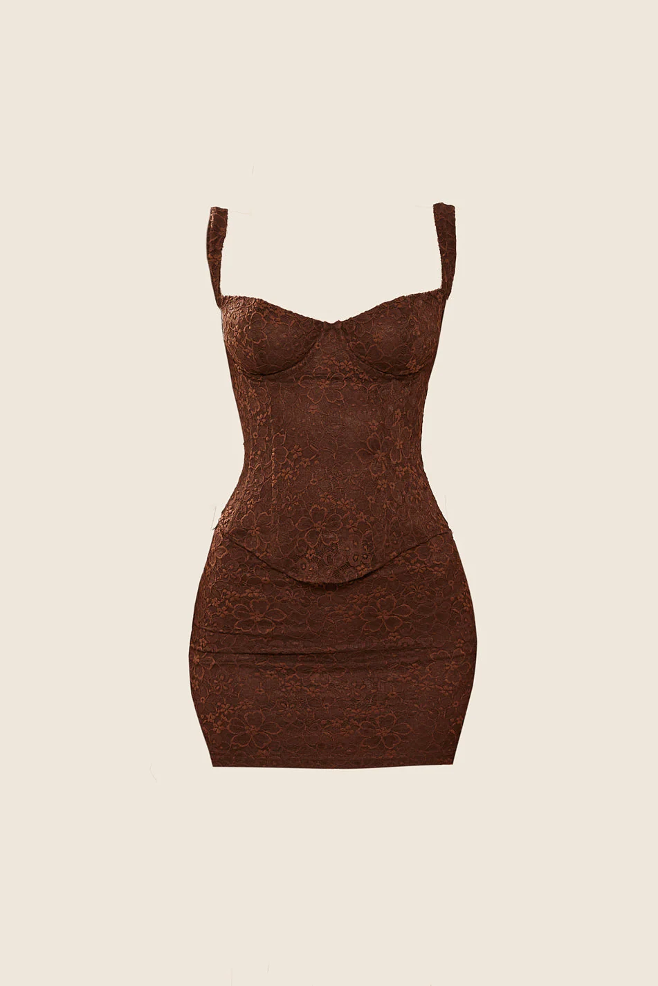 The Cinched Lace Mini Skirt in Brown - Image 8