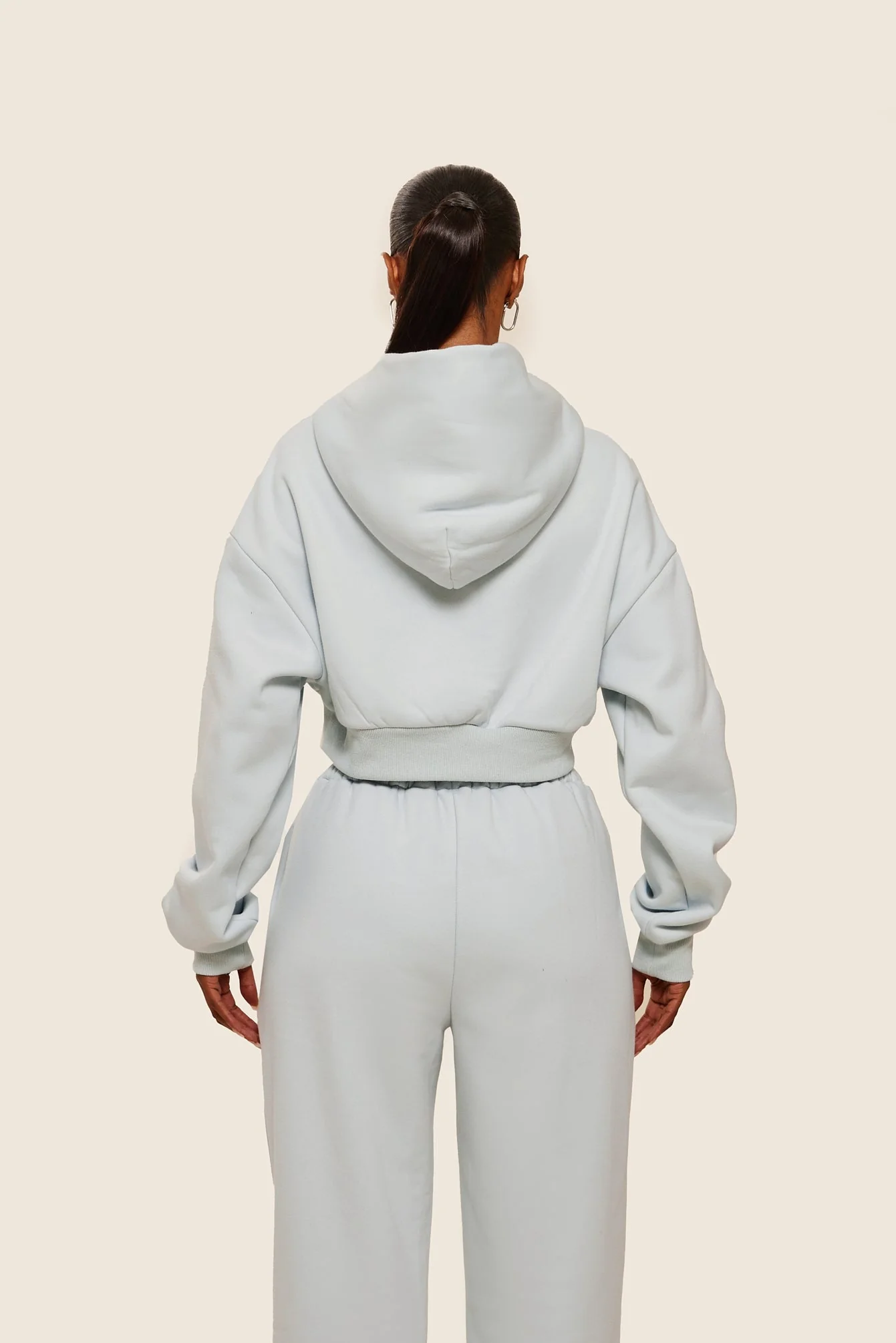 The Classics Cropped Zip Hoodie in Baby Blue - Image 4