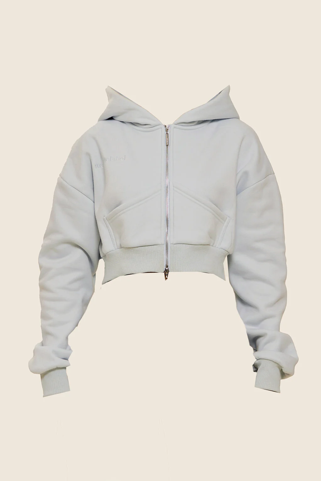 The Classics Cropped Zip Hoodie in Baby Blue - Image 6