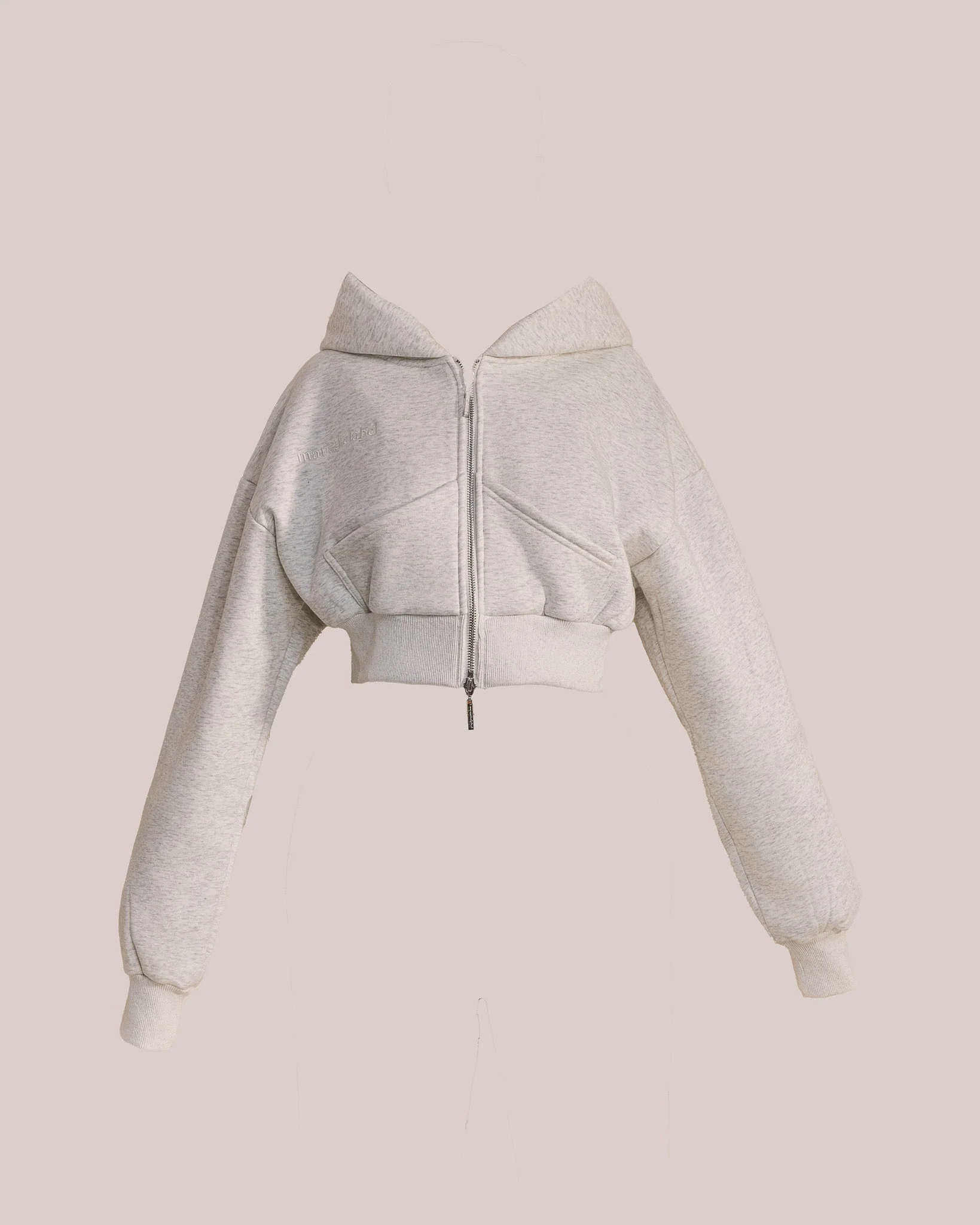The Classics Cropped Zip Hoodie in Grey Marl - Image 6