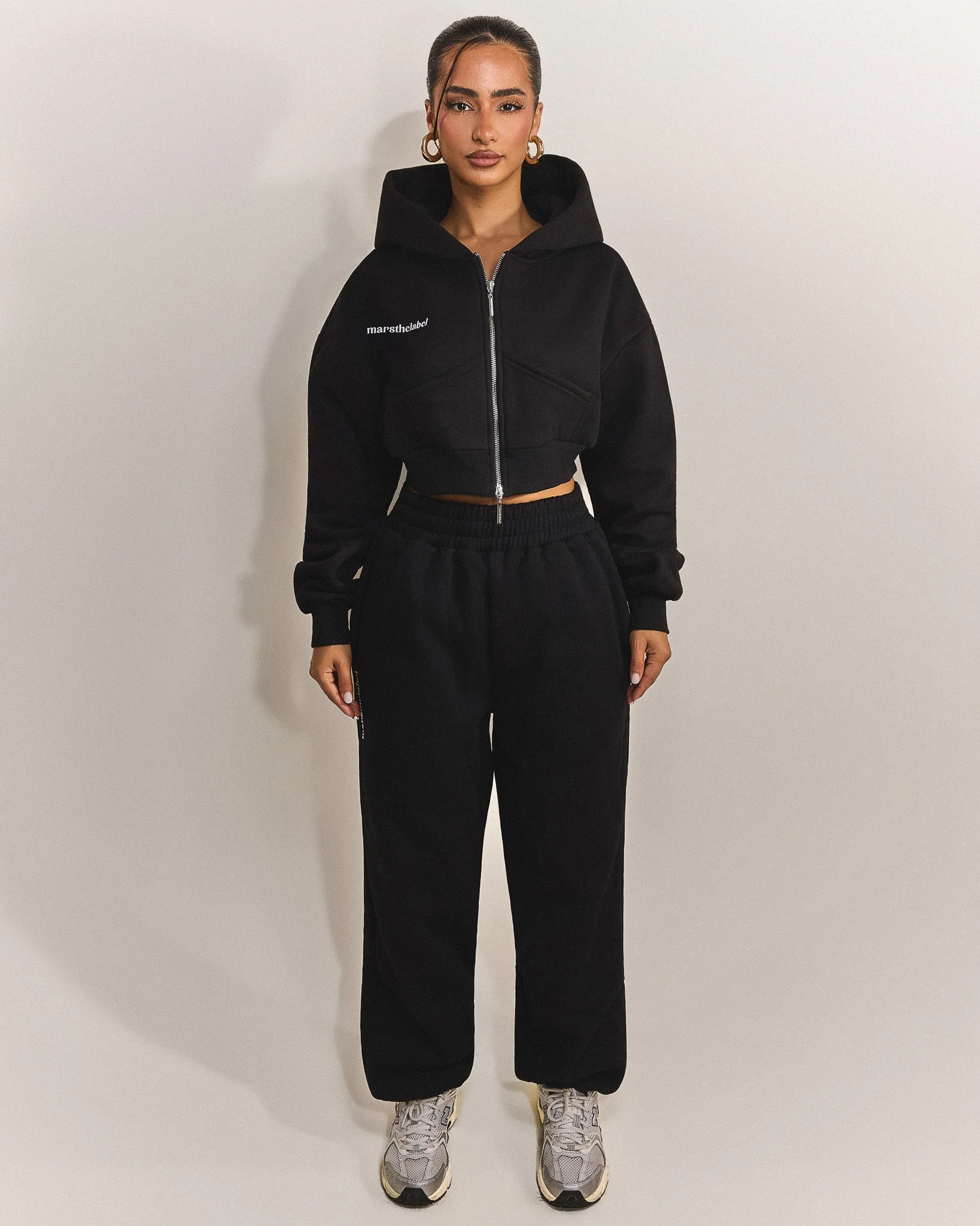 The Classics Cropped Zip Hoodie in Black - Image 2