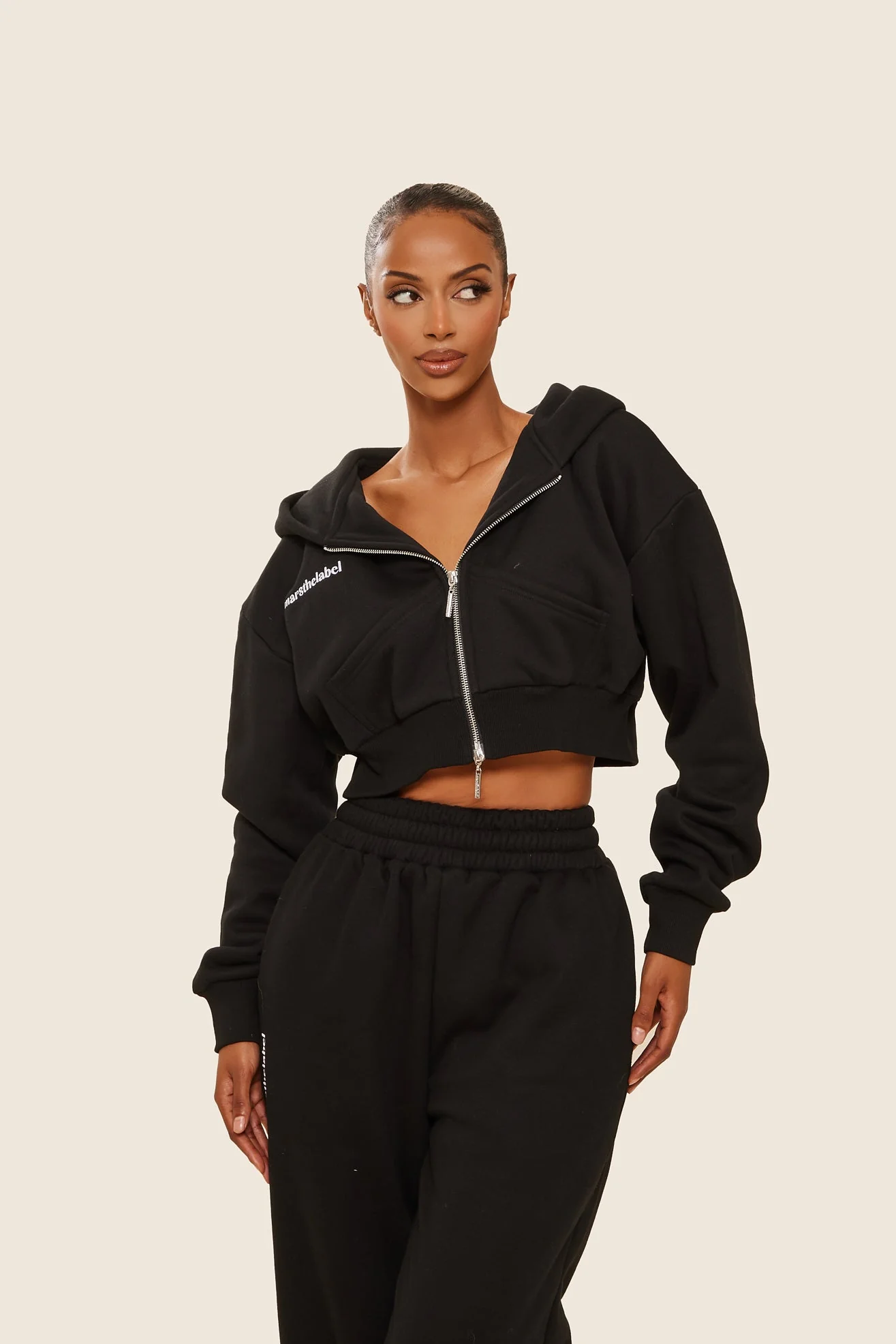 The Classics Cropped Zip Hoodie in Black - Image 6