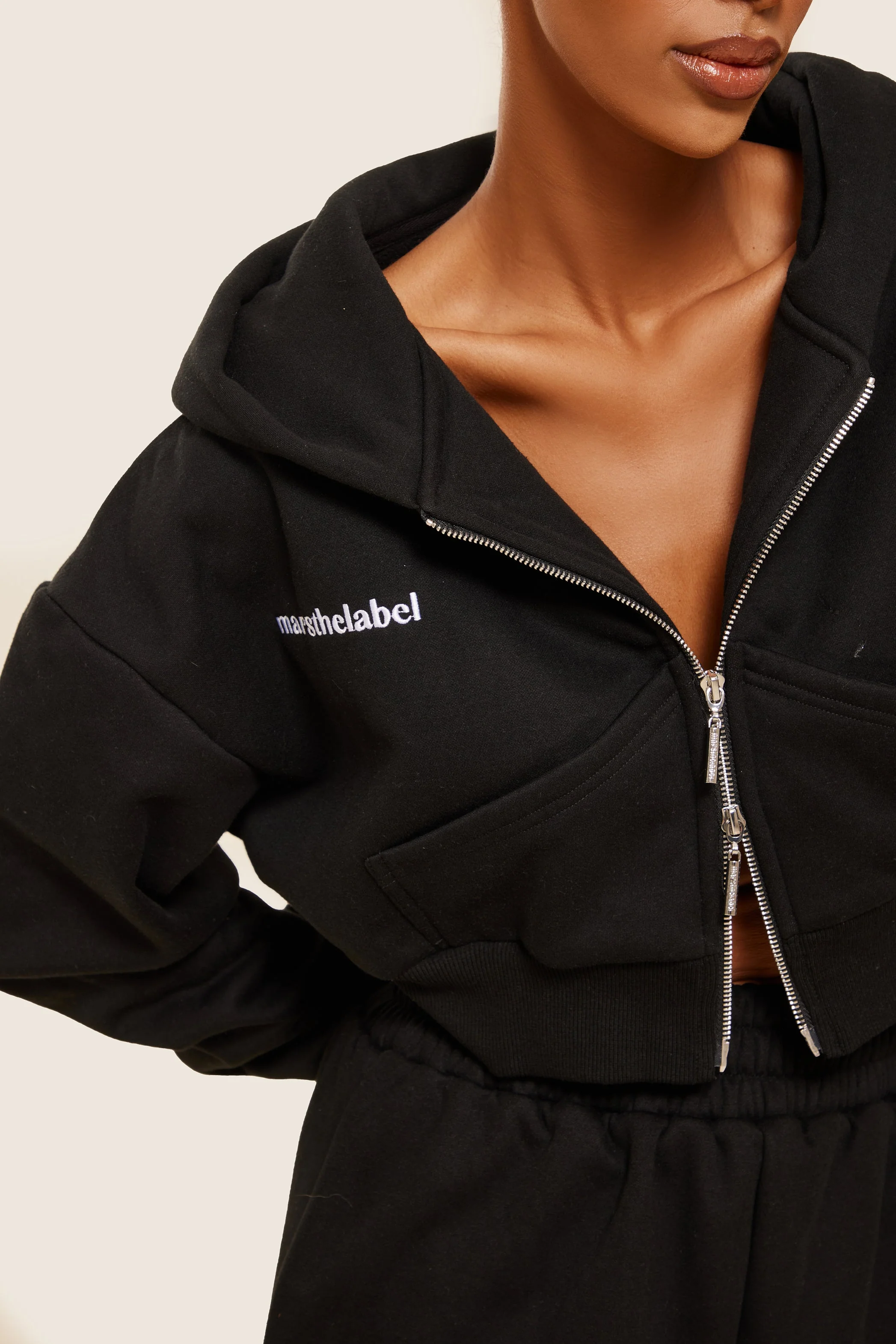 The Classics Cropped Zip Hoodie in Black - Image 8