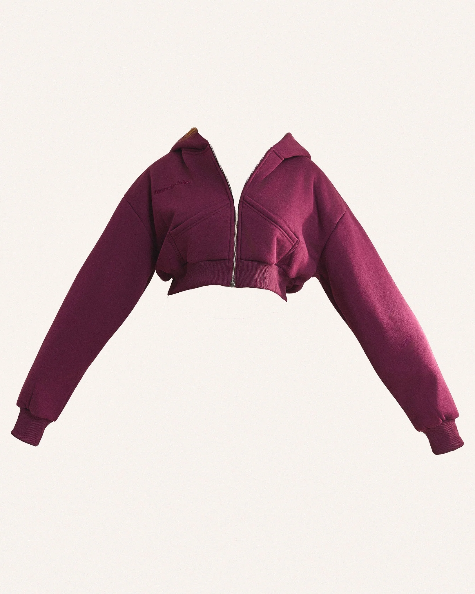 The Classics Cropped Zip Hoodie in Plum - Image 6