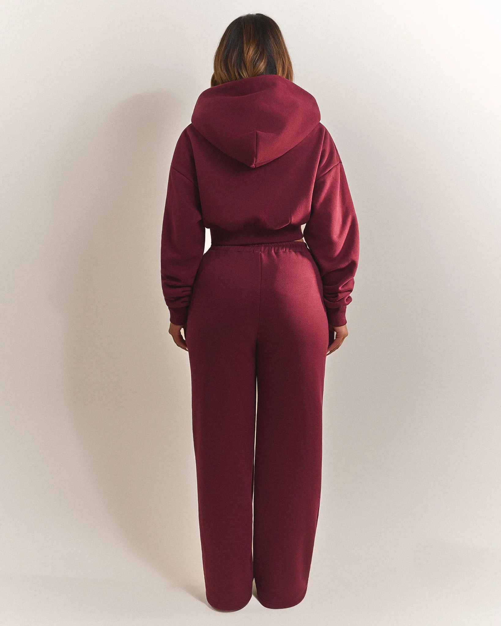 The Classics Cropped Zip Hoodie in Wine - Image 3