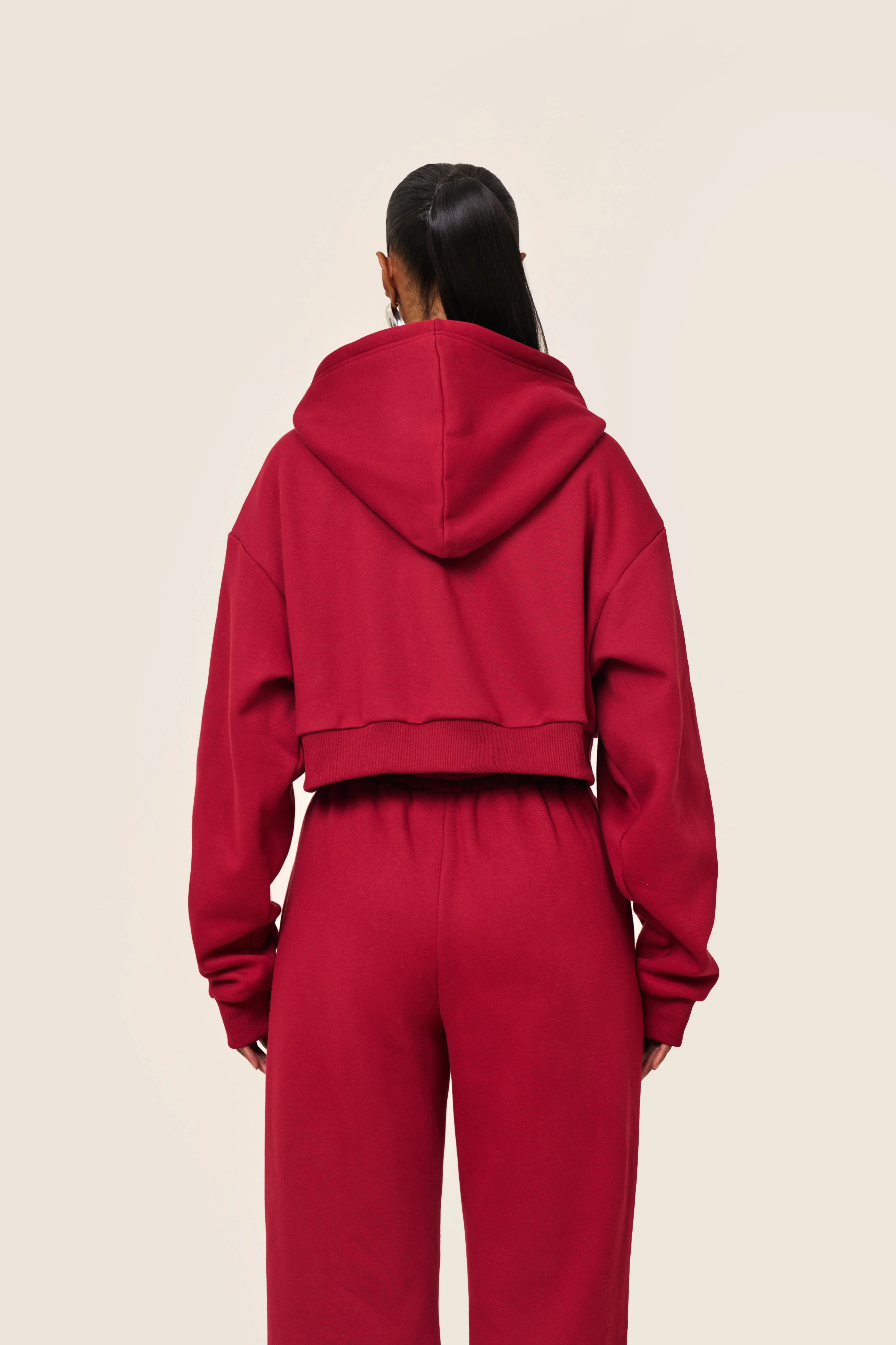 The Classics Cropped Zip Hoodie in Red - Image 5