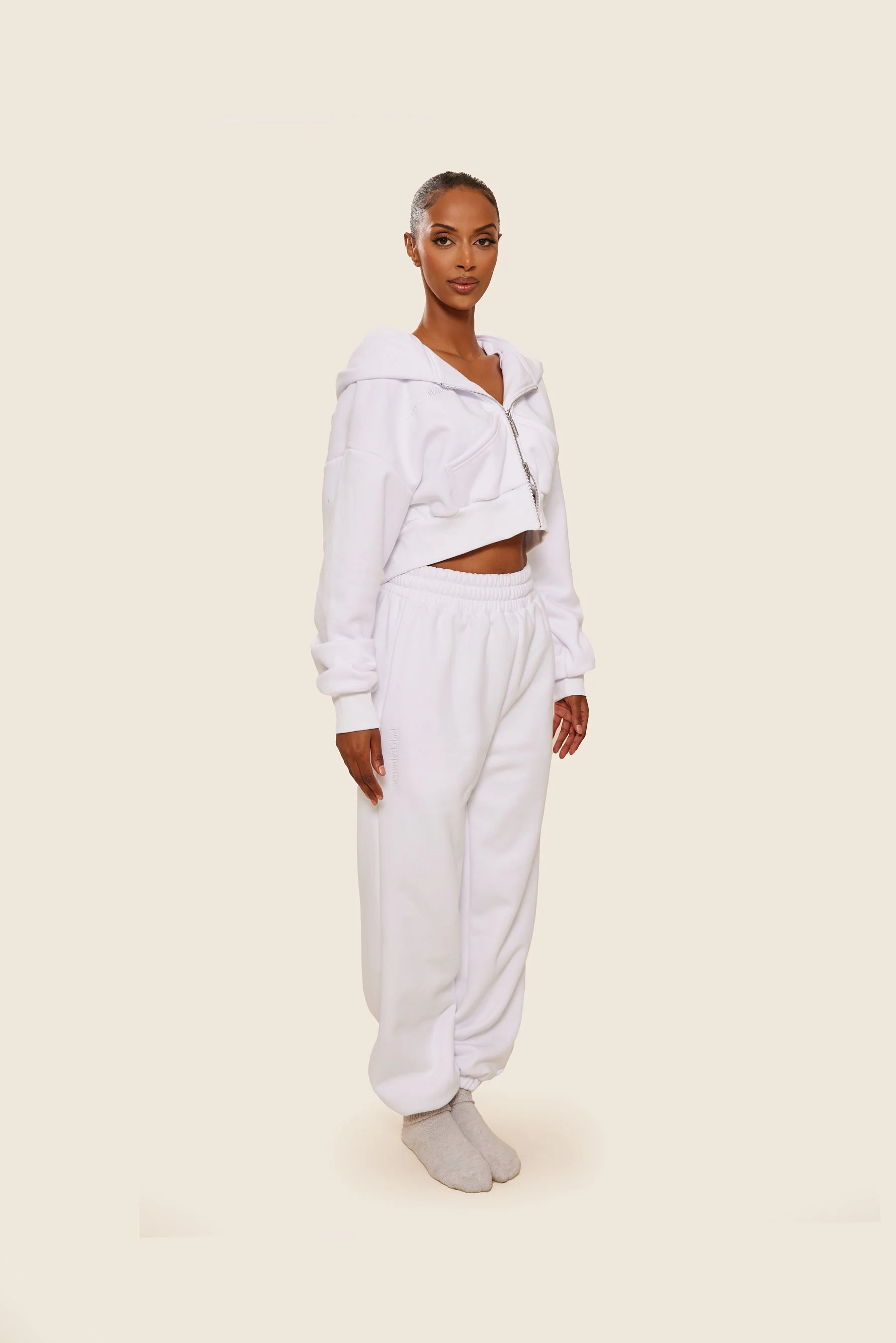 The Classics cropped zip hoodie in White - Image 3