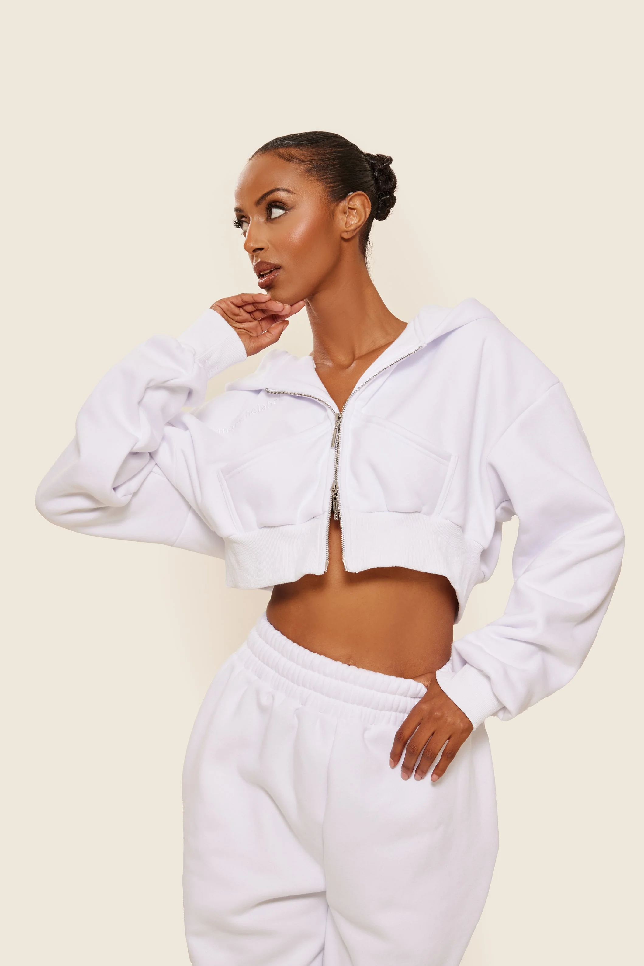 The Classics cropped zip hoodie in White - Image 7