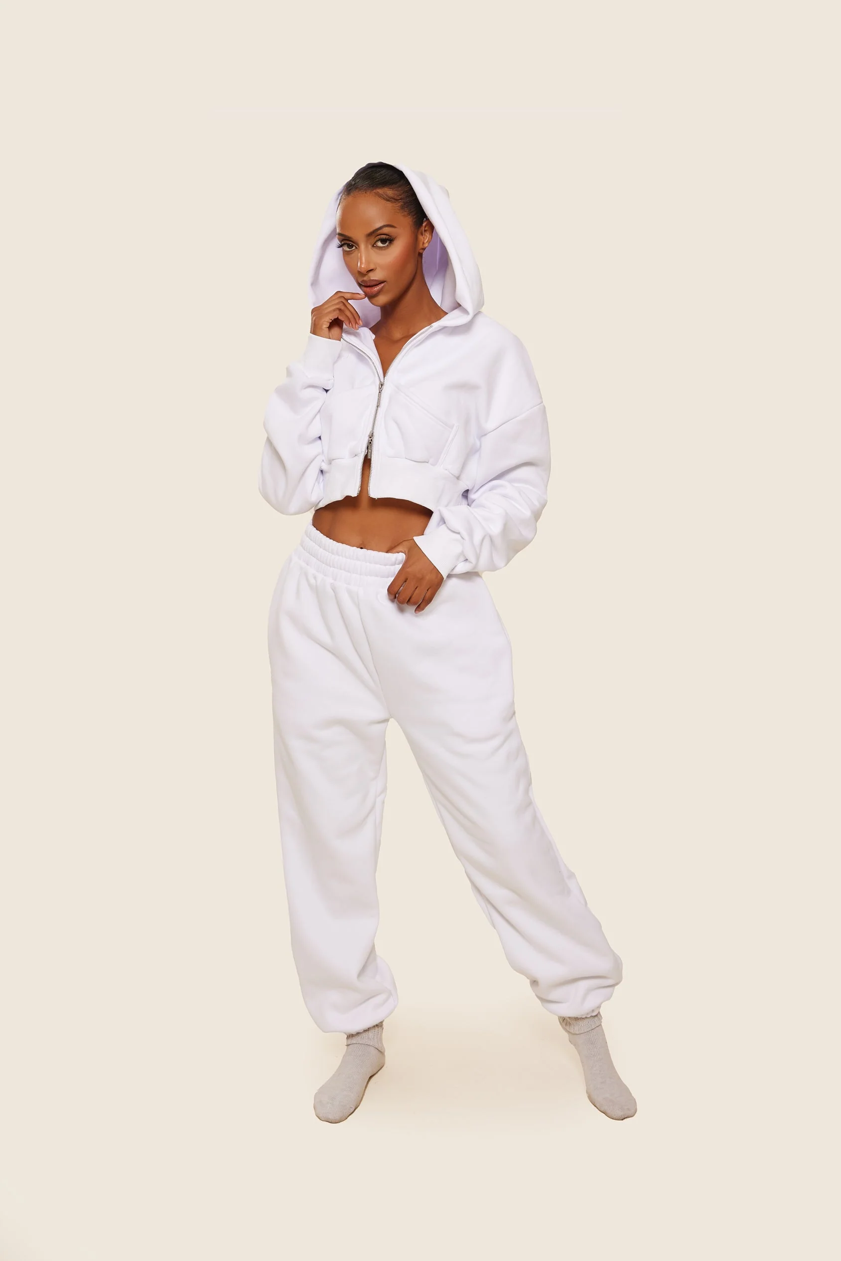 The Classics cropped zip hoodie in White - Image 8