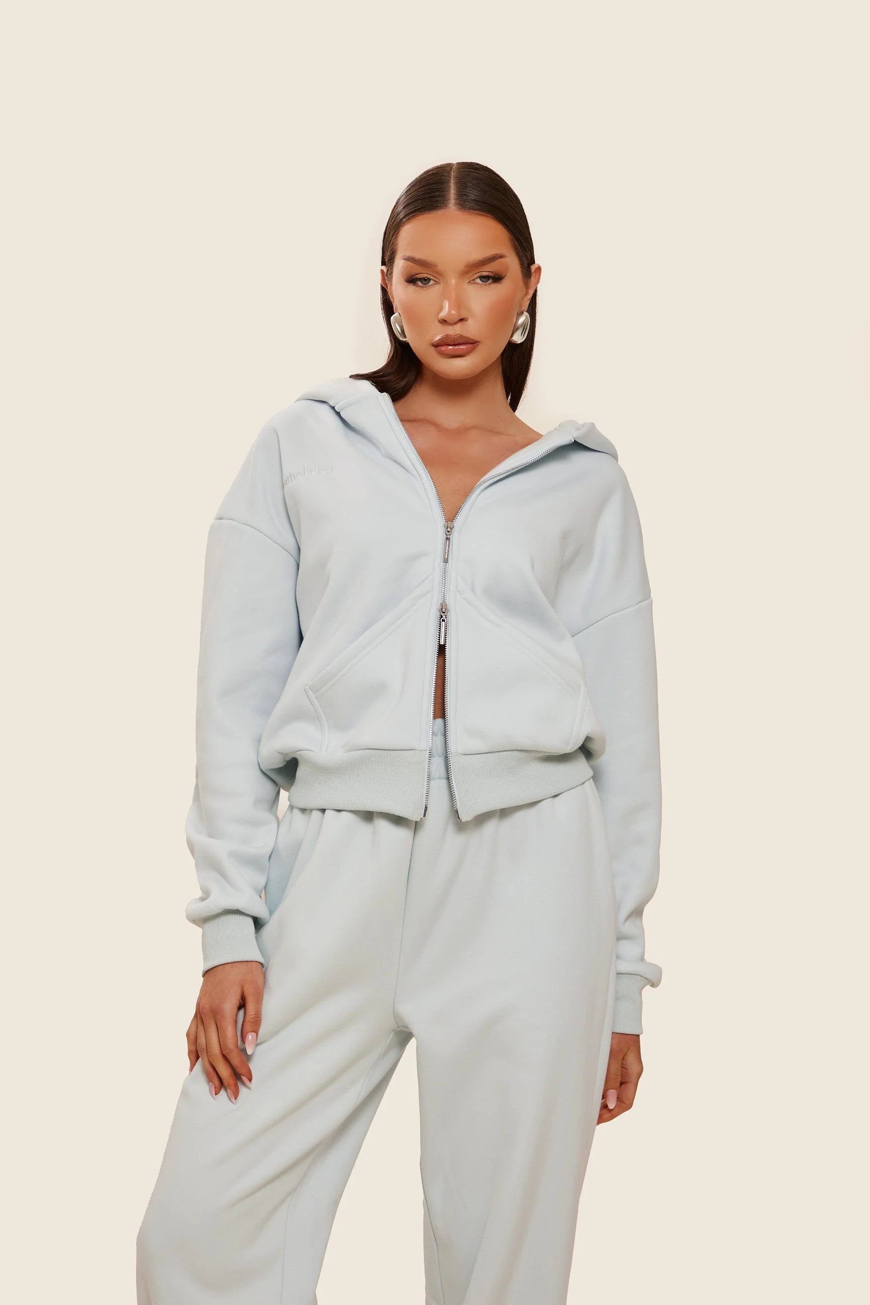 The Classics Longline Zip Jacket in Baby Blue - Image 11