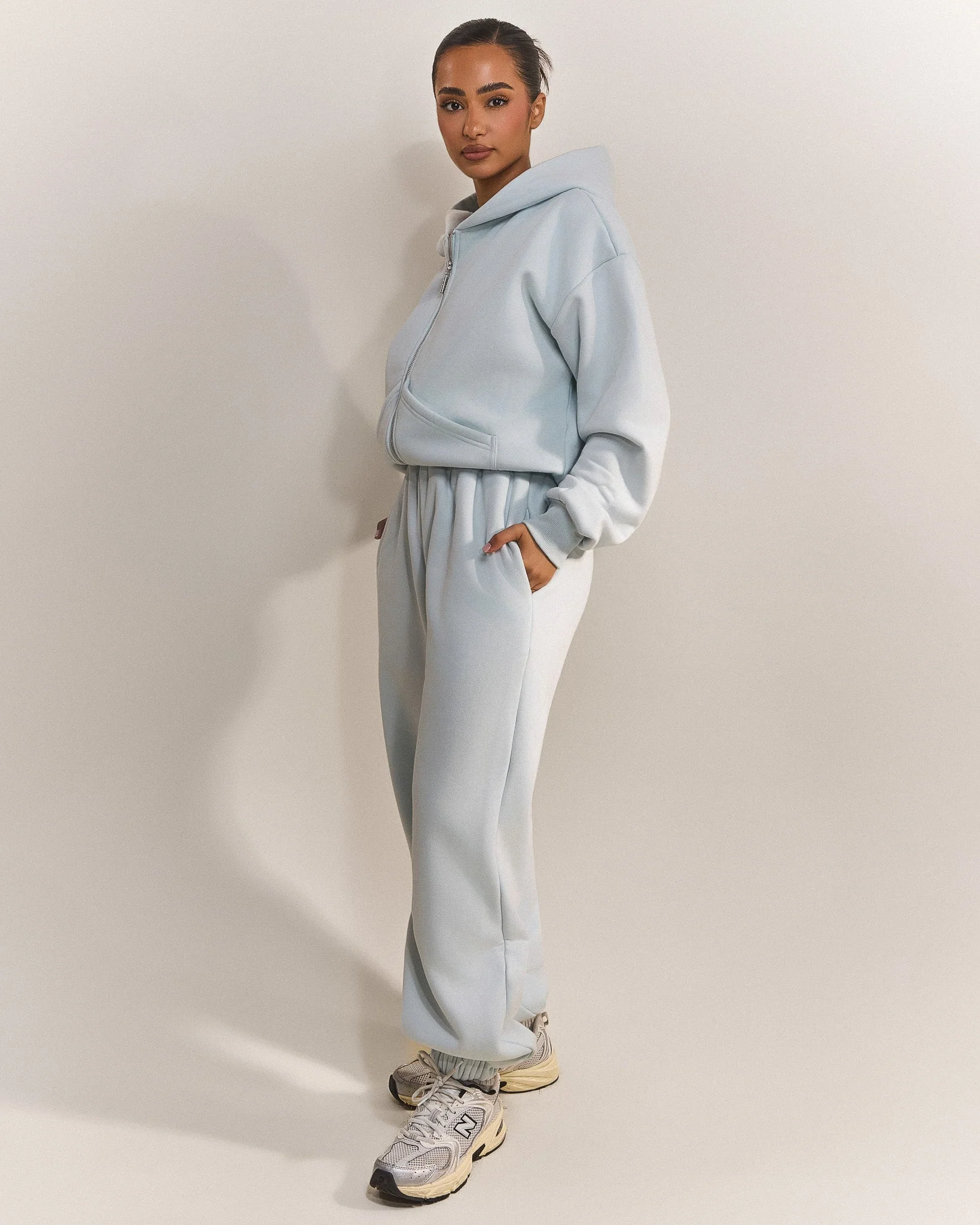 The Classics Longline Zip Jacket in Baby Blue - Image 3