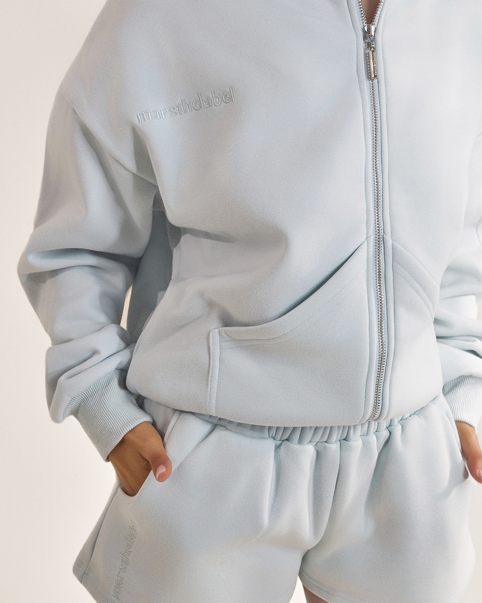 The Classics Longline Zip Jacket in Baby Blue - Image 5