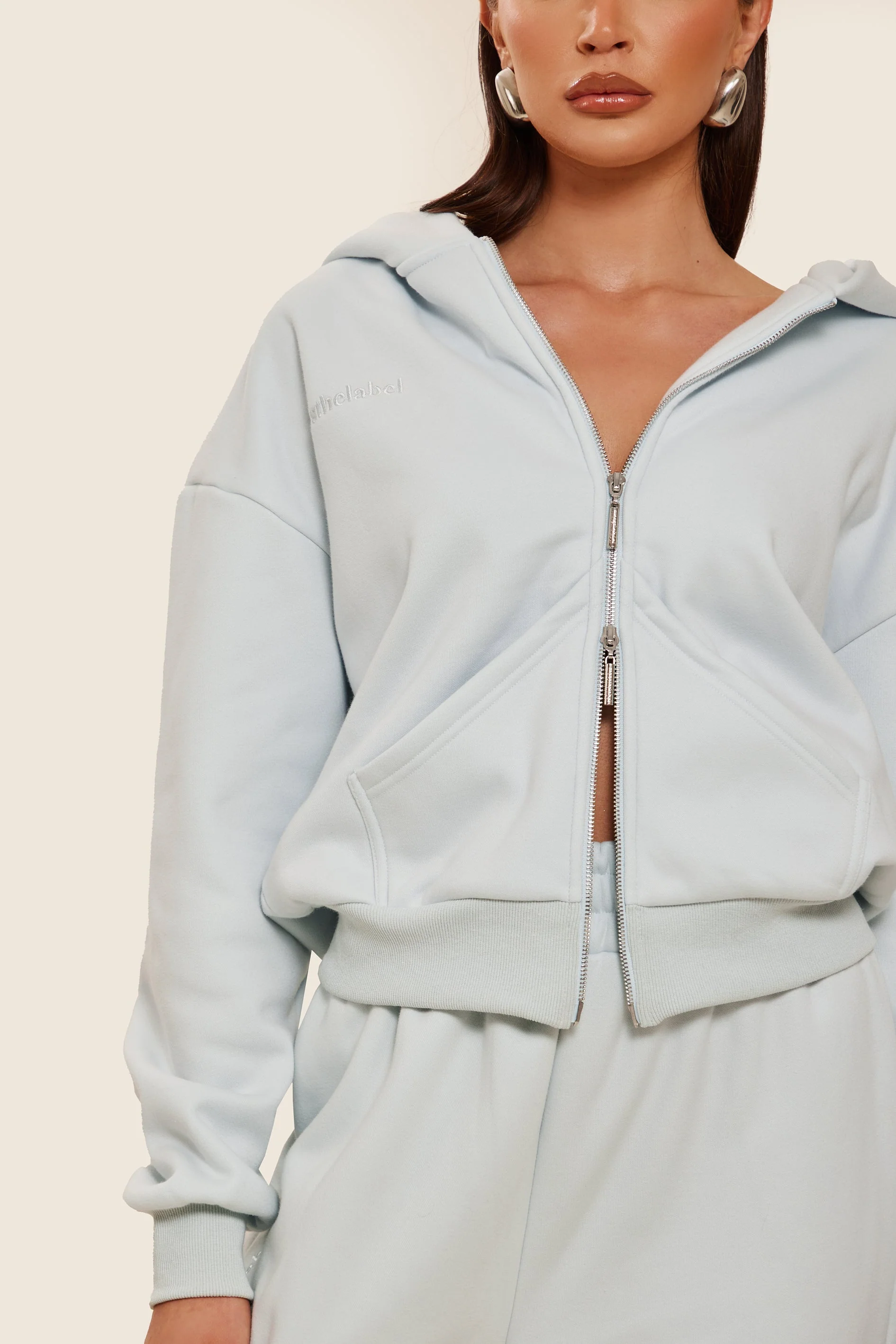 The Classics Longline Zip Jacket in Baby Blue - Image 7