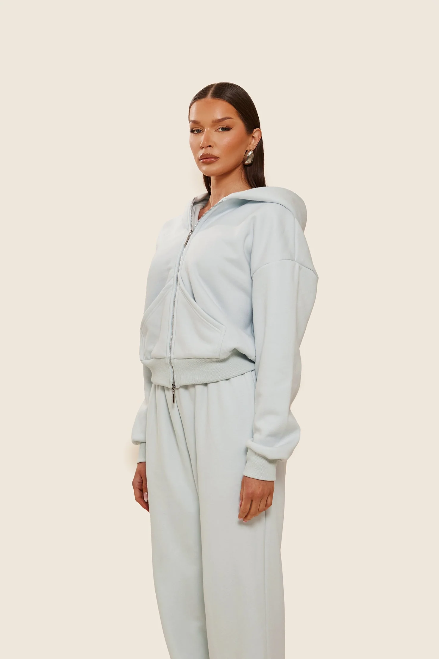 The Classics Longline Zip Jacket in Baby Blue - Image 9