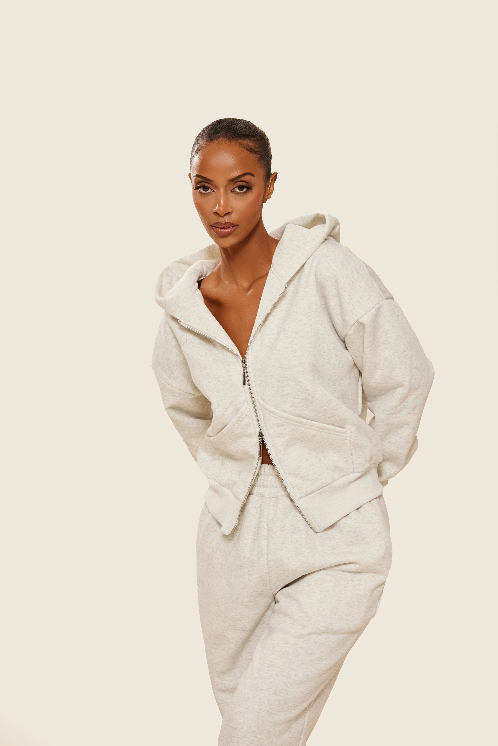 The Classics Longline Zip Jacket in Grey Marl - Image 6