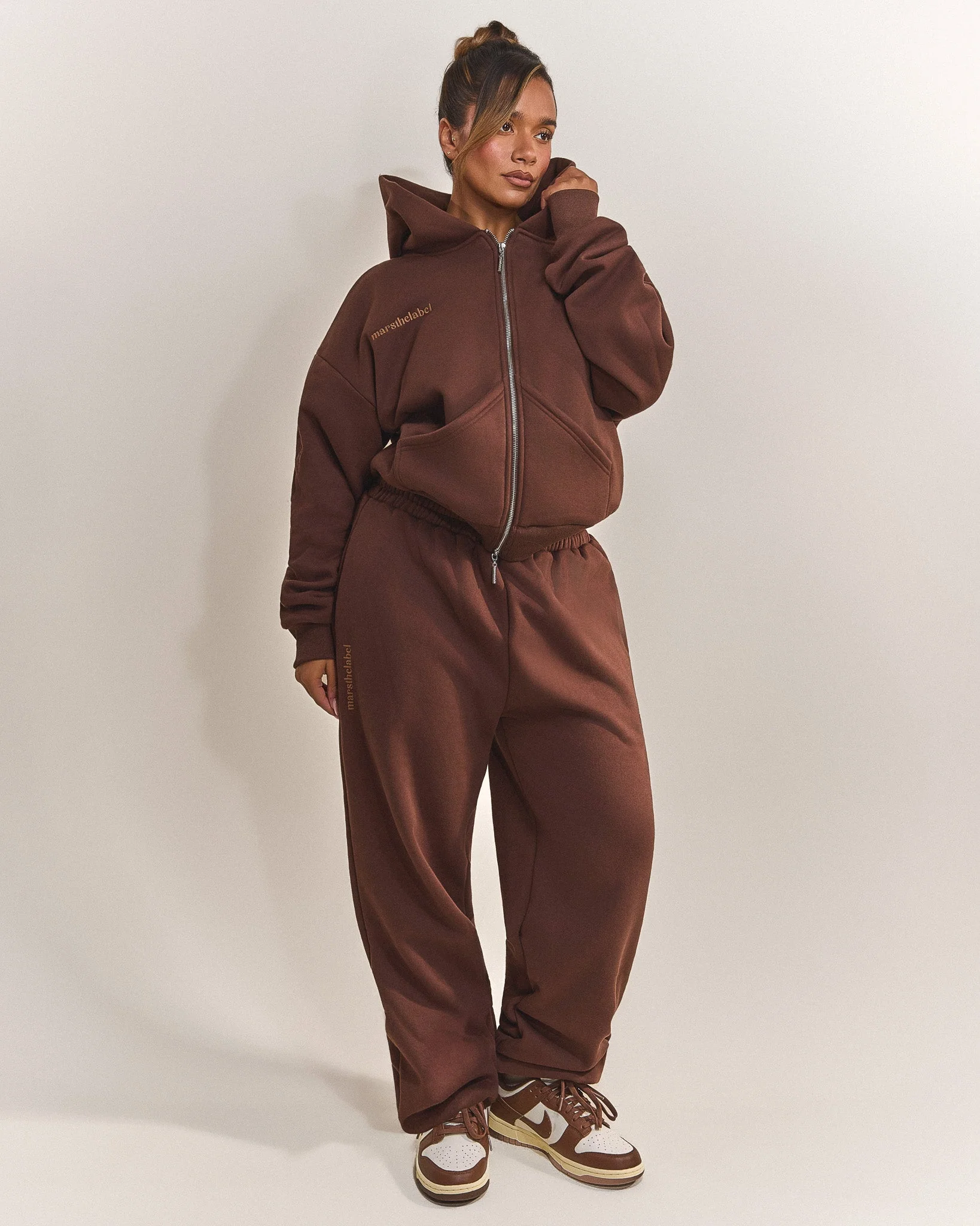 The Classics Longline Zip Jacket in Brown - Image 5