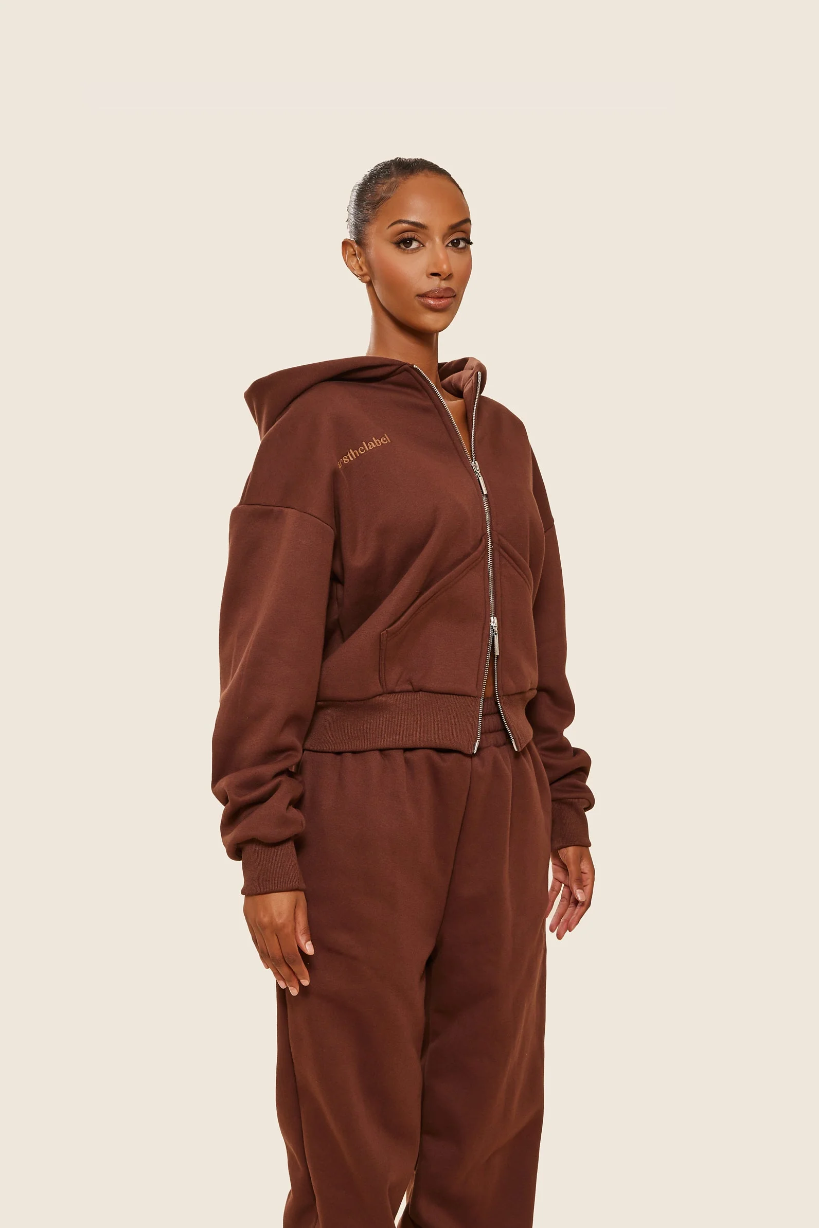 The Classics Longline Zip Jacket in Brown - Image 9