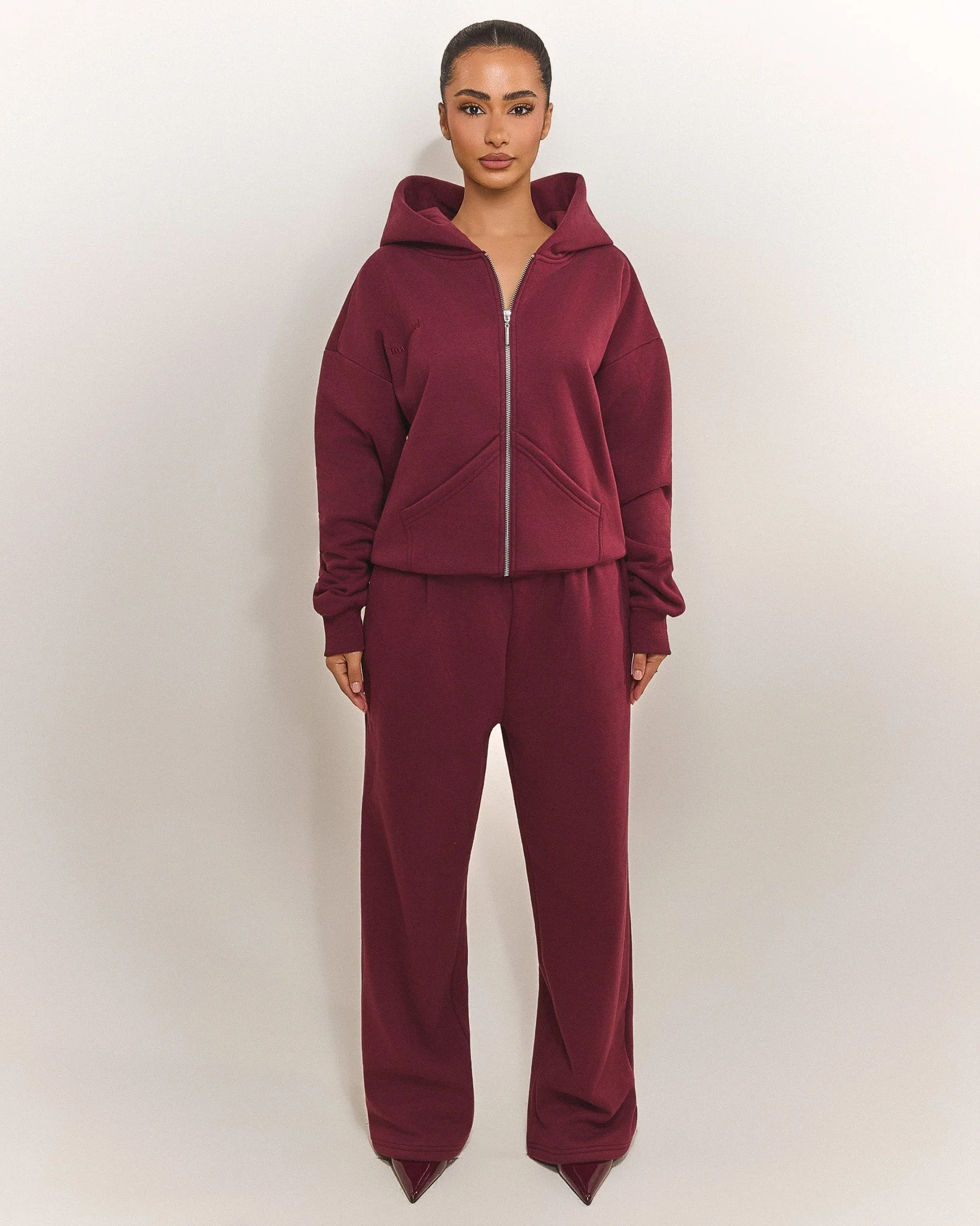 The Classics Longline Zip Jacket in Wine - Image 3
