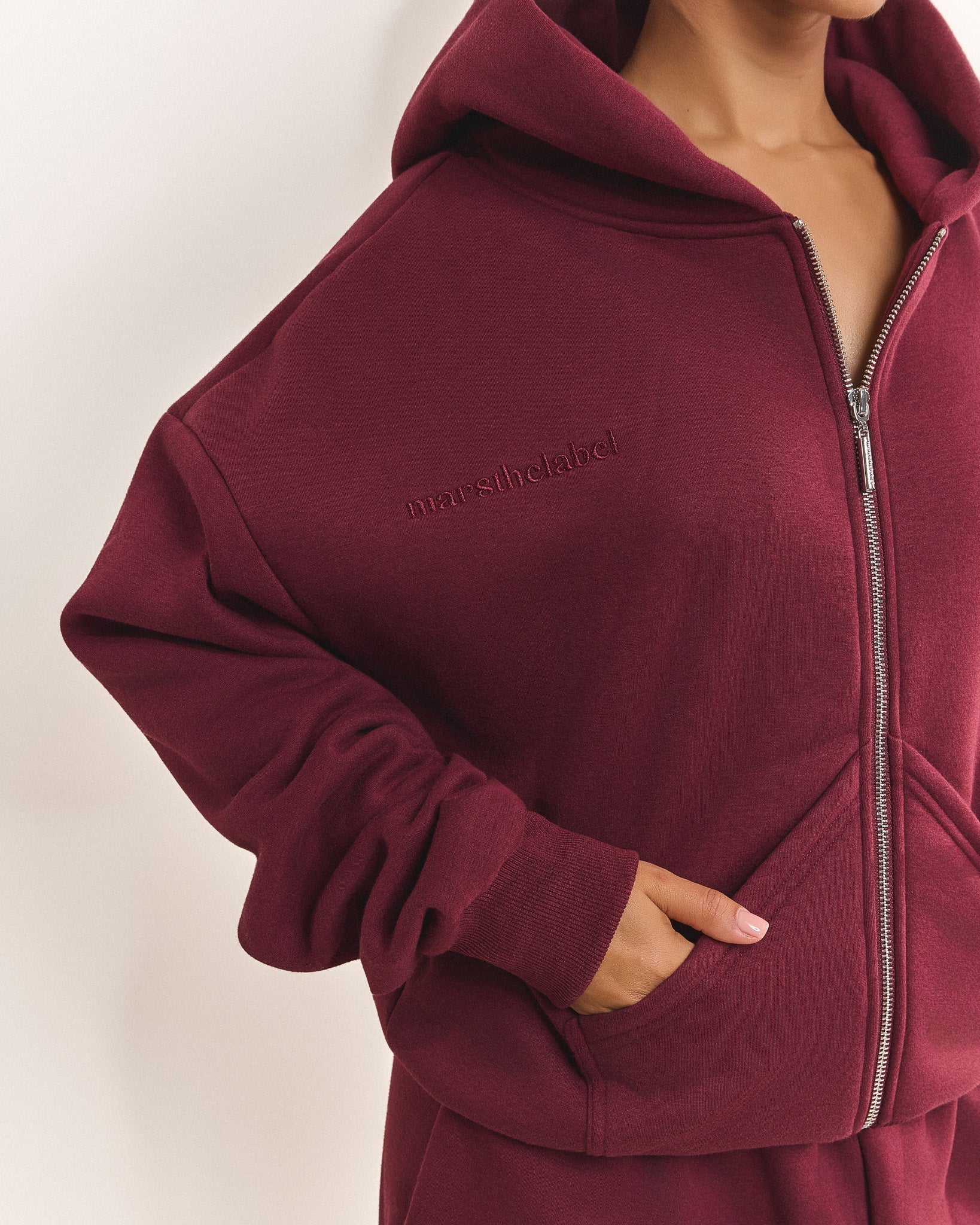 The Classics Longline Zip Jacket in Wine - Image 4