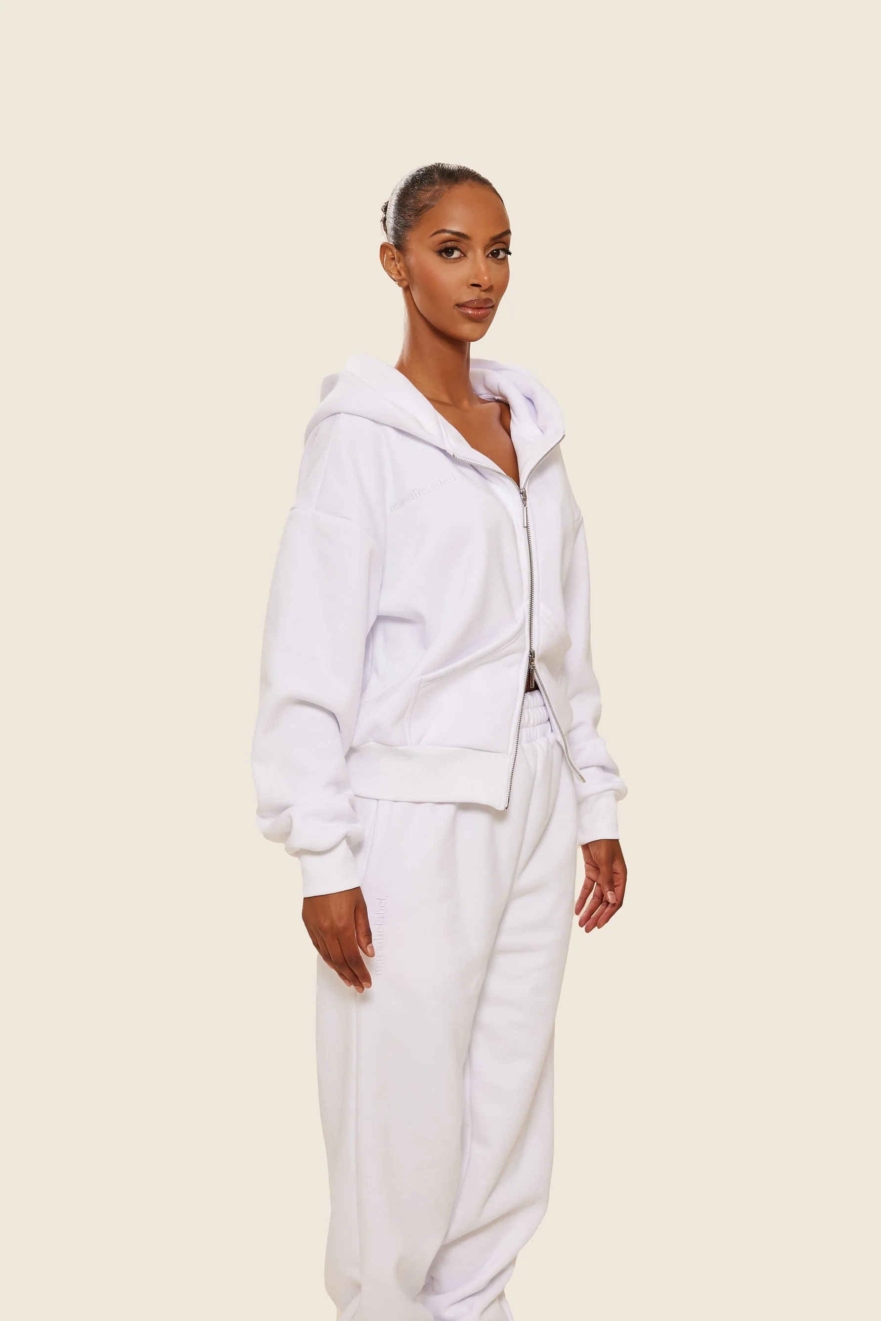The Classics Longline Zip Jacket in White - Image 3