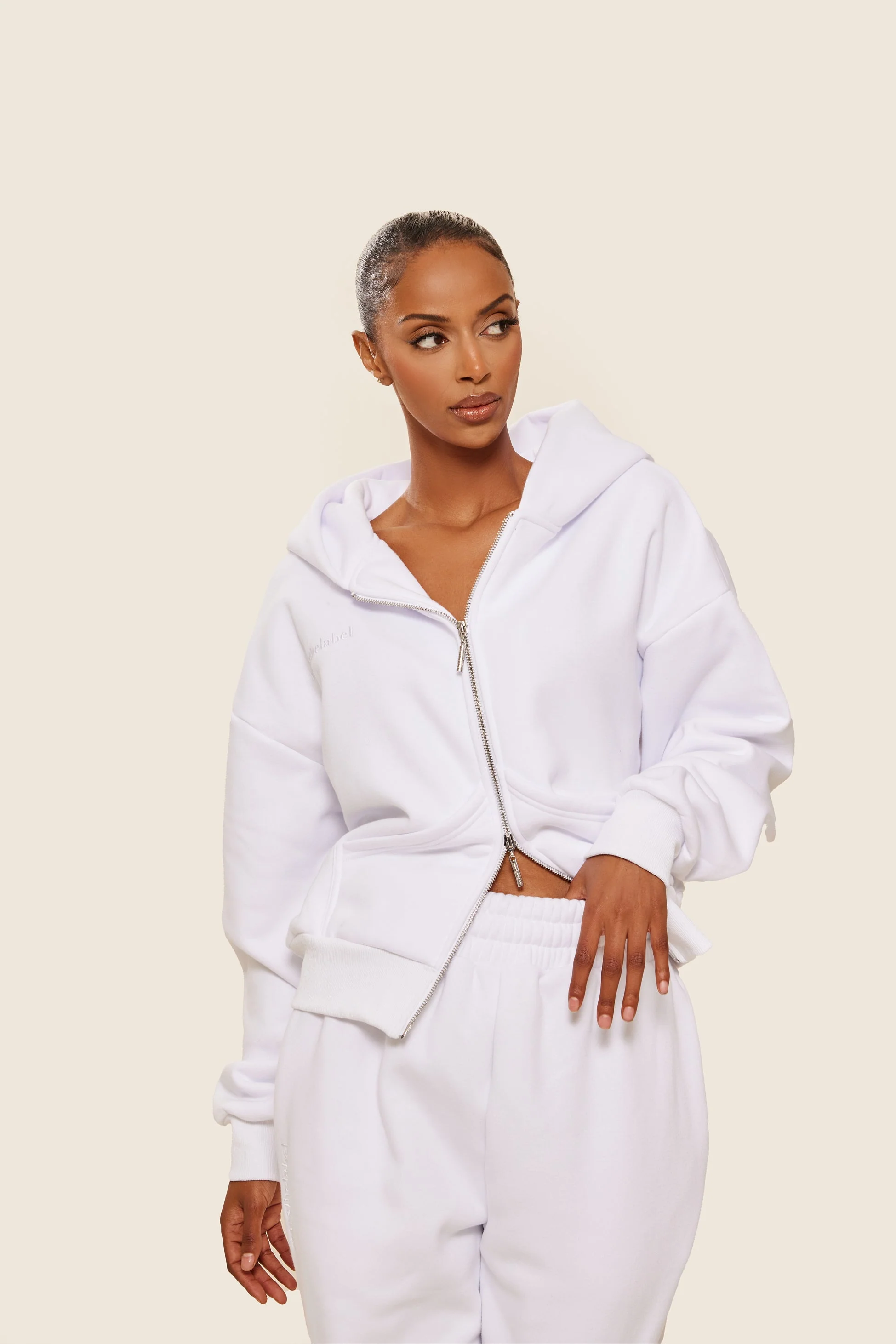 The Classics Longline Zip Jacket in White - Image 5