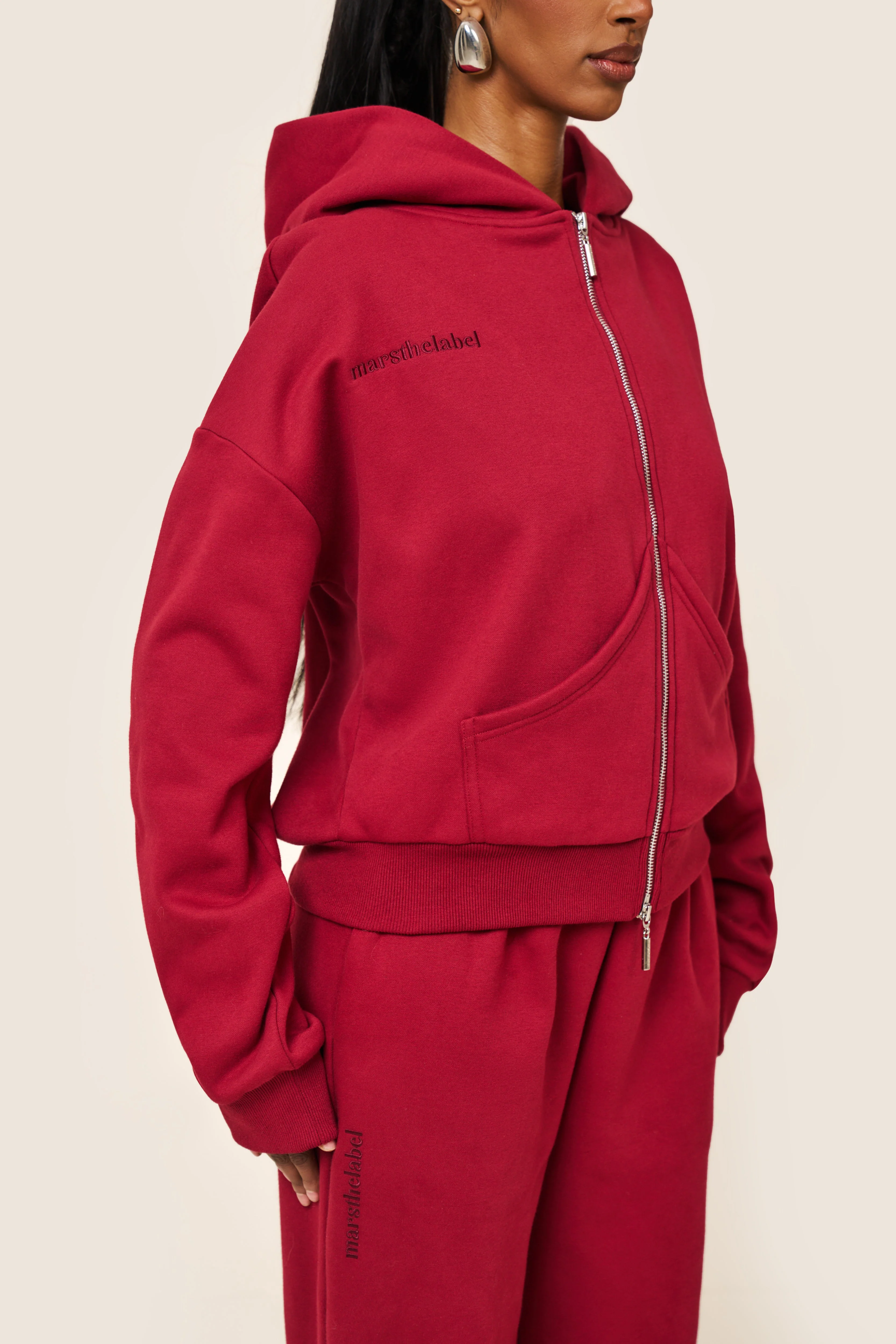 The Classics Longline Zip Jacket in Red - Image 3