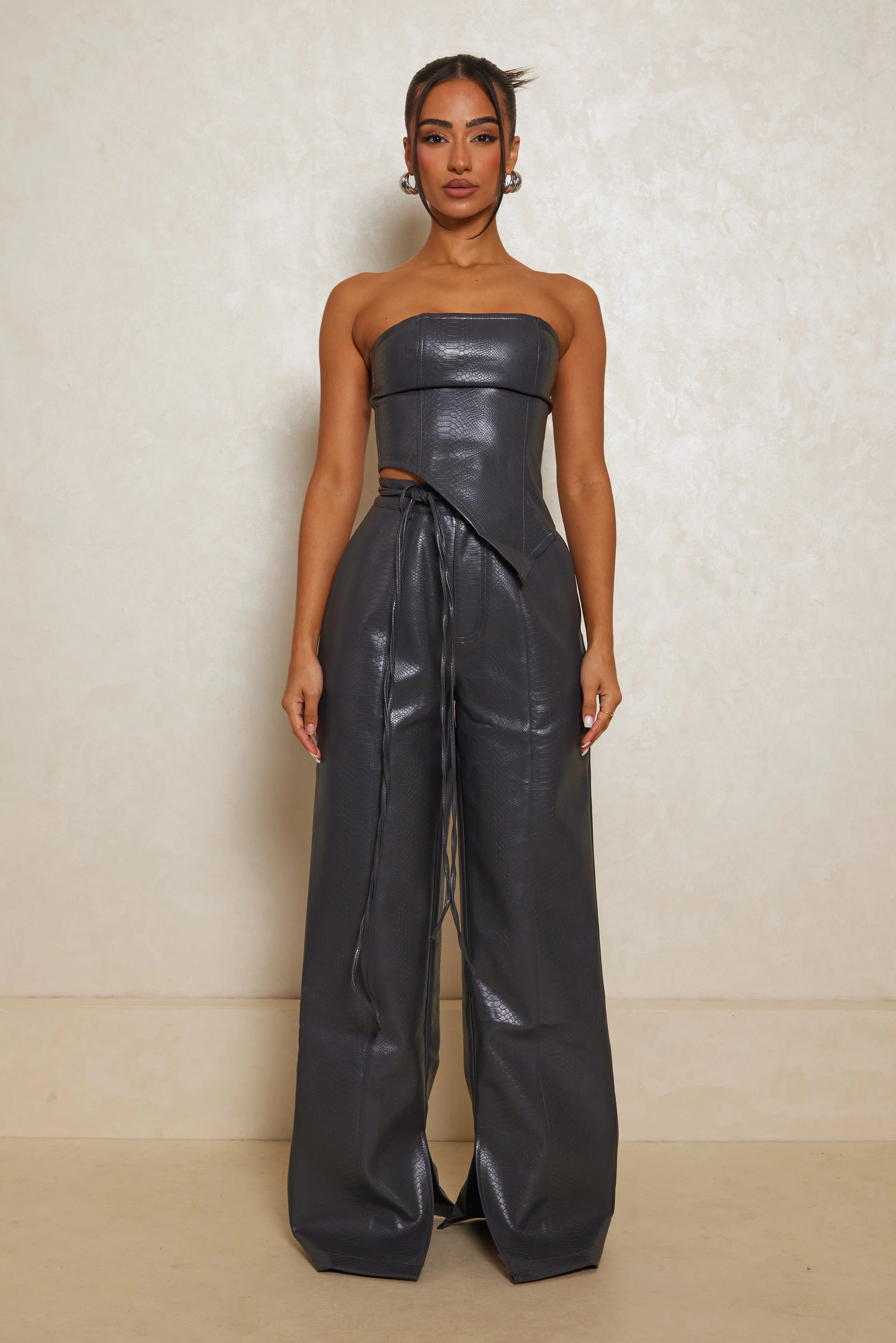 The Croc Trousers in Charcoal