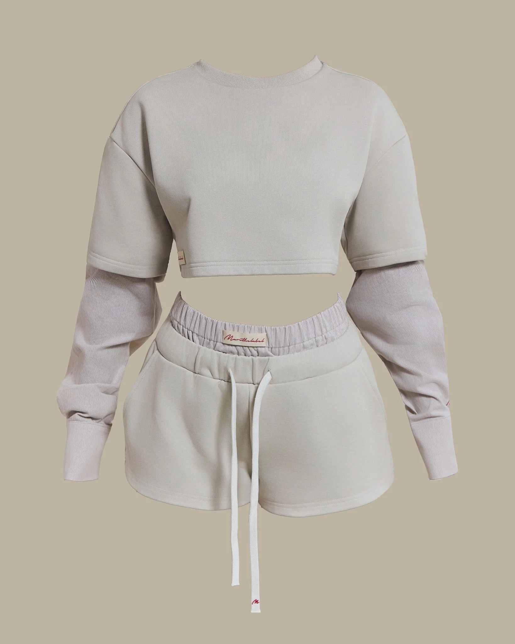 The Cropped Long Sleeve Top in Beige - Image 6