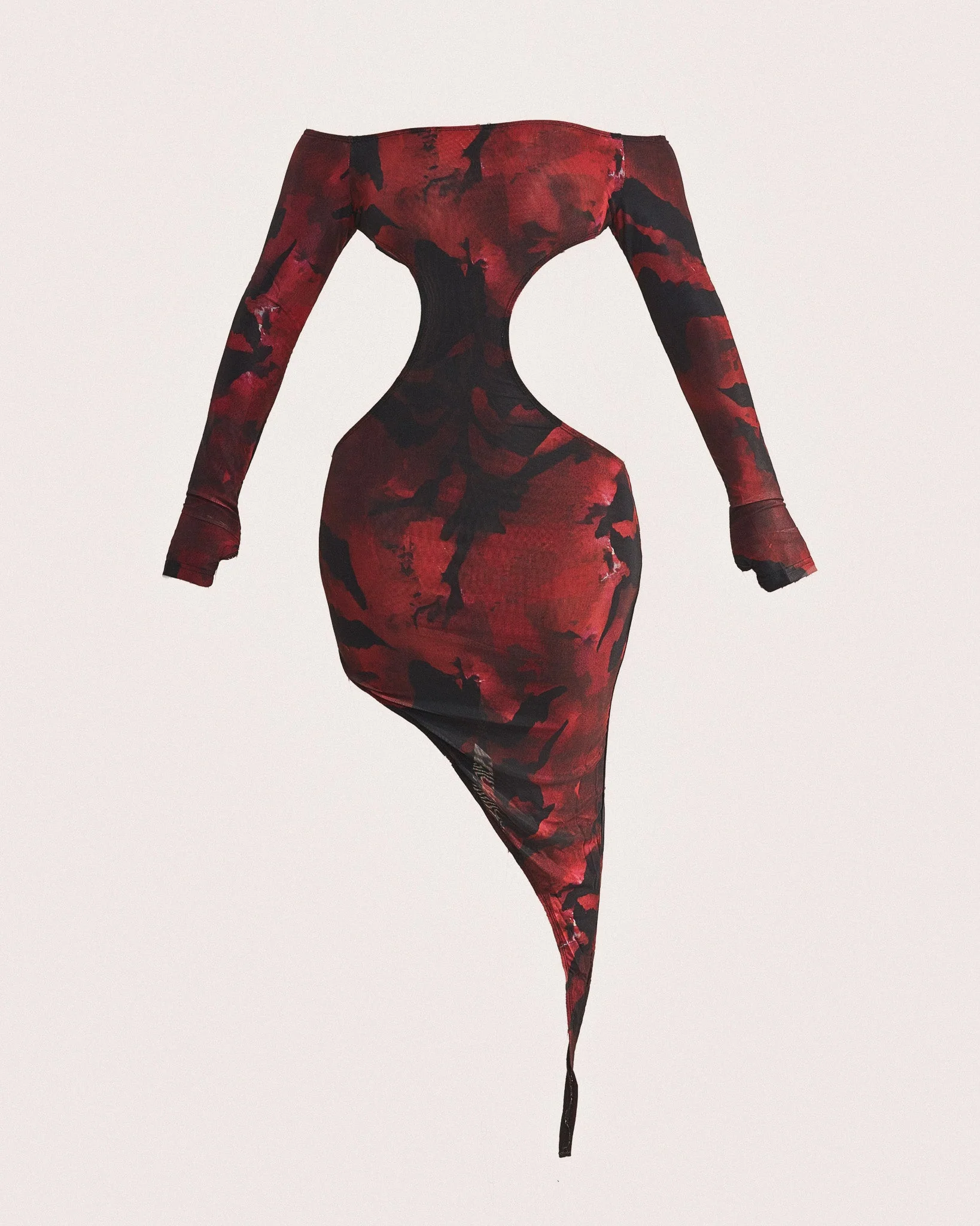 The Asymmetric Cut Out Mini in Red Print - Image 6