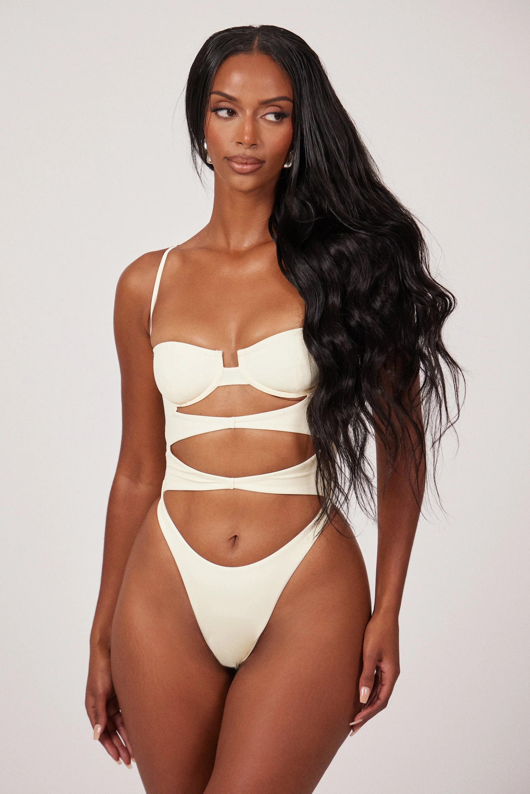 The Cut Out Cup Swim in Cream - Image 4