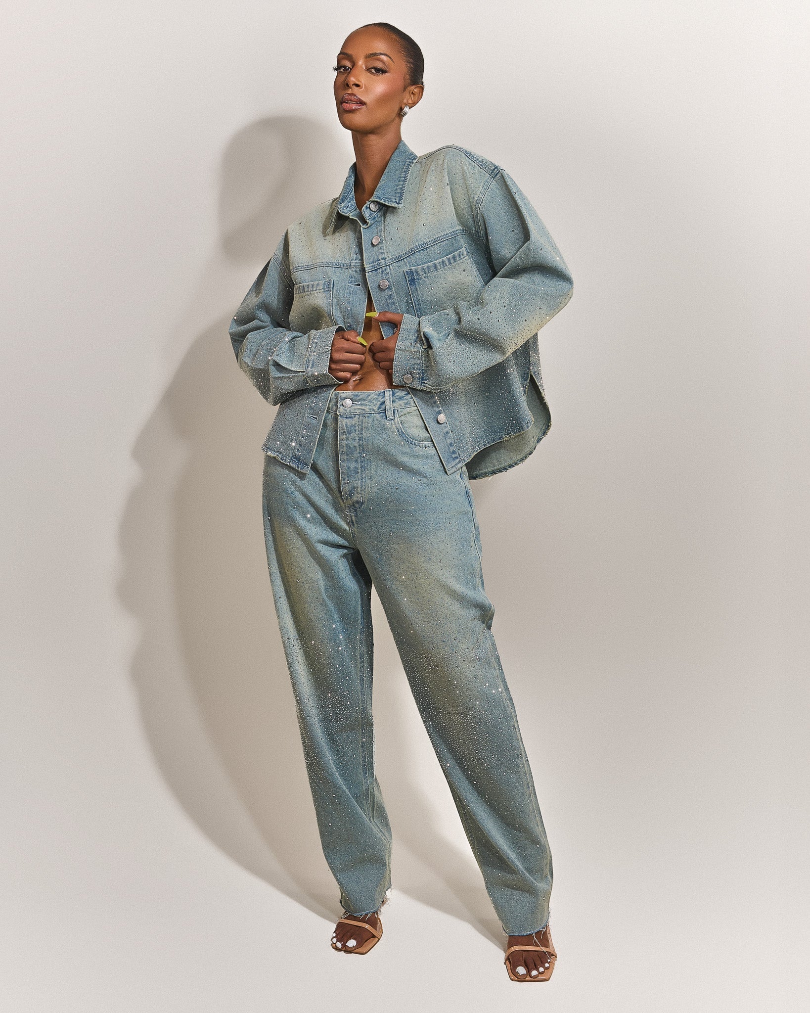 The Kai Rhinestone Jeans in Blue - Image 3