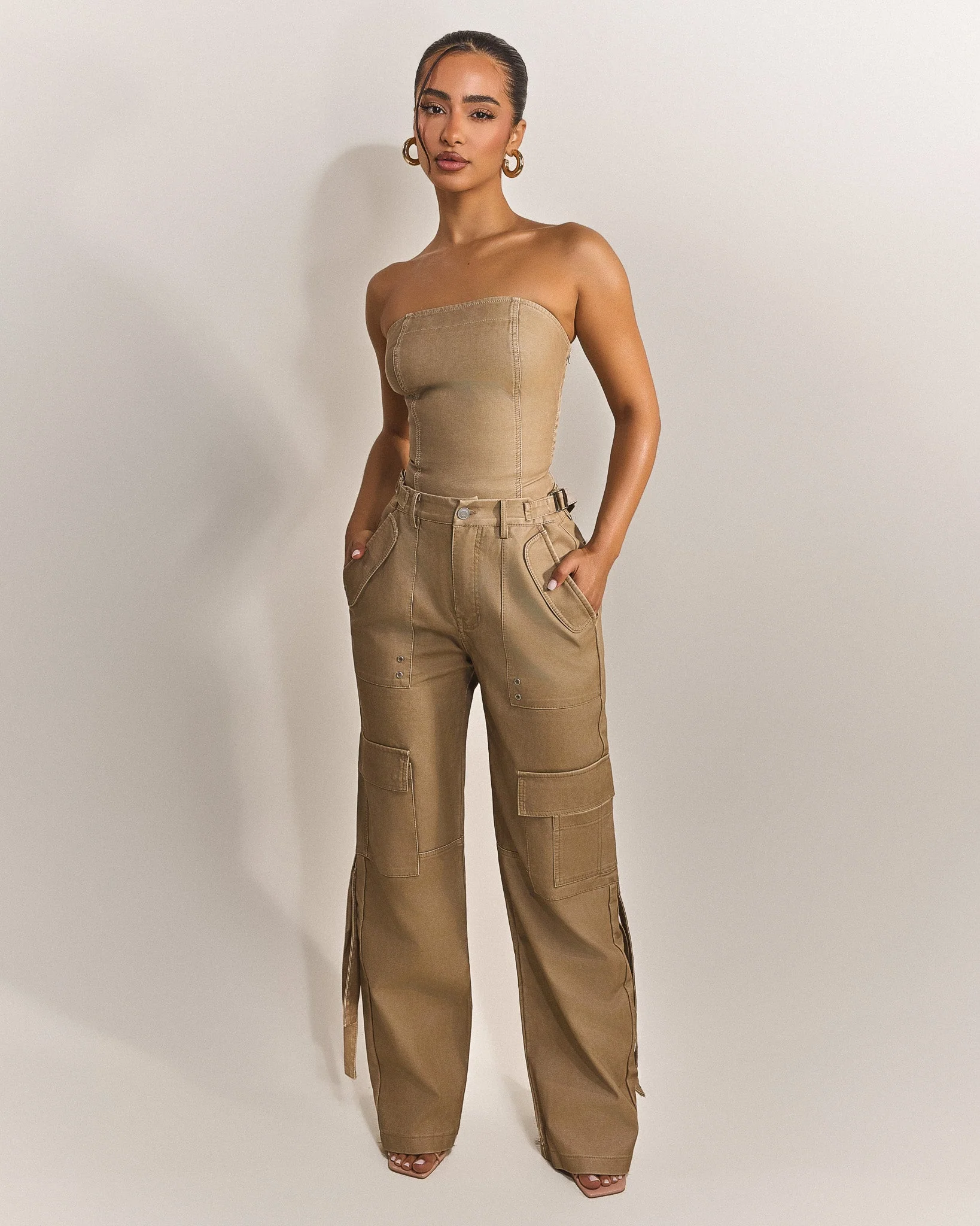 The Zeda Cargos in Light Brown Wash - Image 3