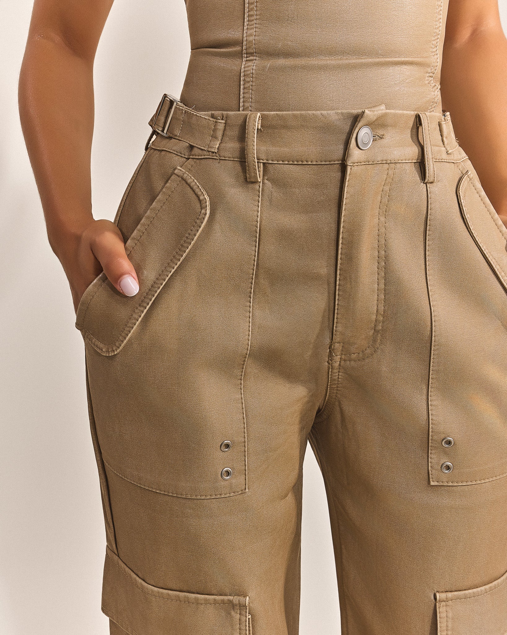 The Zeda Cargos in Light Brown Wash - Image 7