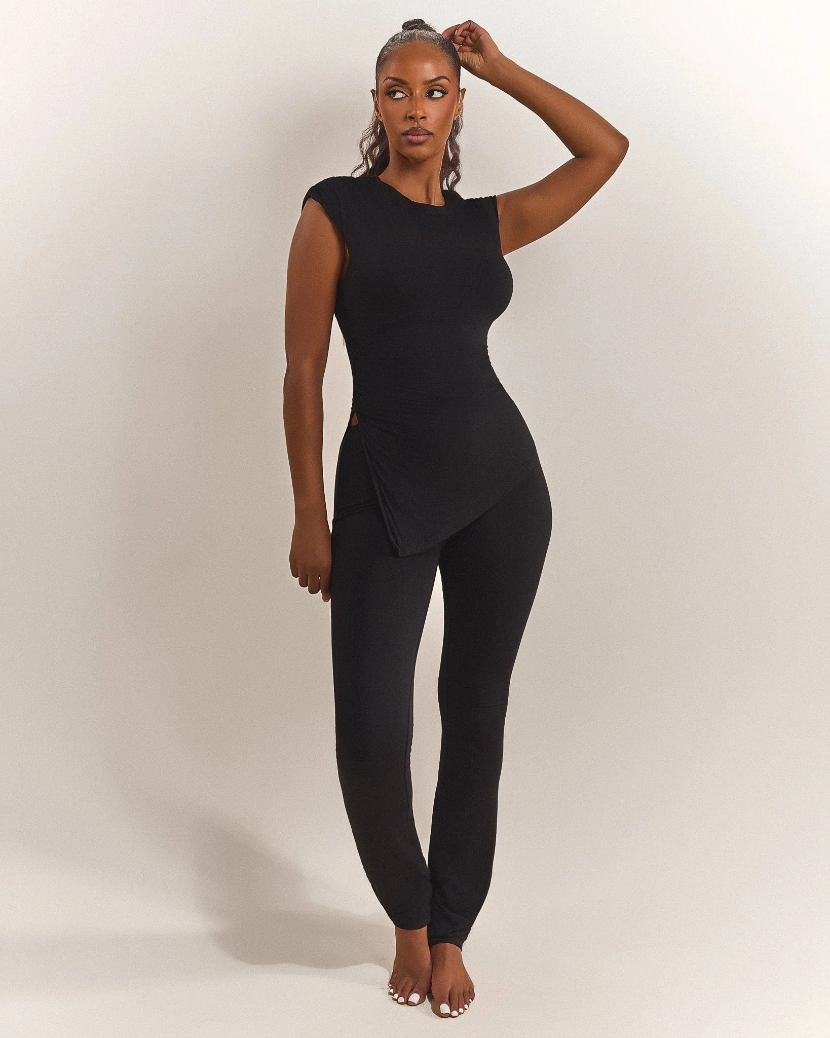 The Drape Ruche Top in Black - Image 6
