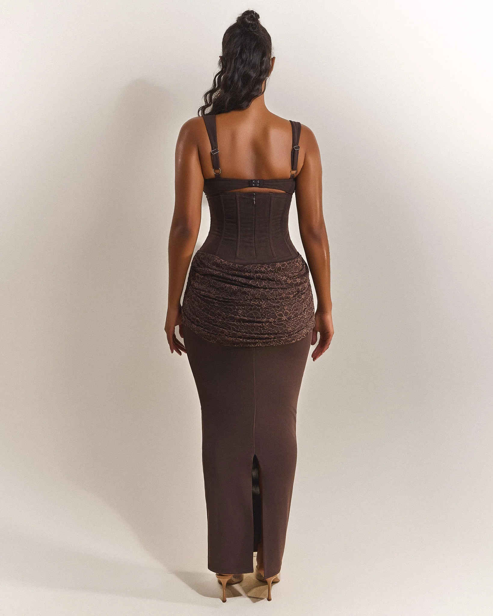 The Elodie Maxi Dress in Brown - Image 3