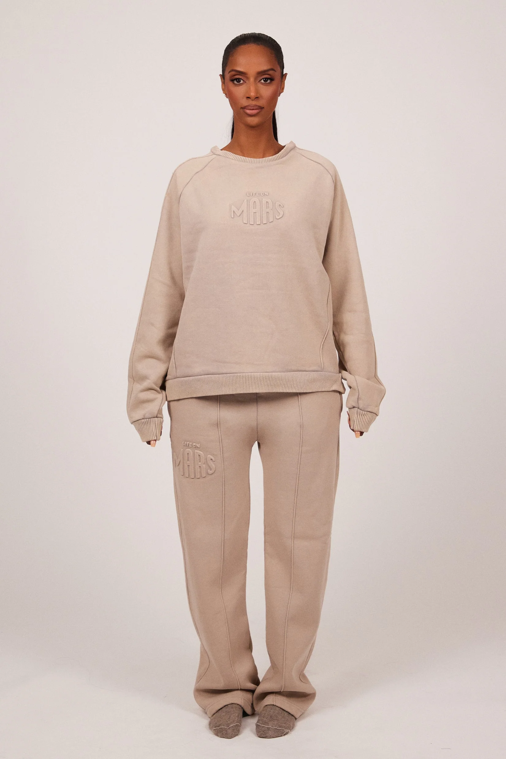 The Embossed Sweatshirt in Stone - Image 2