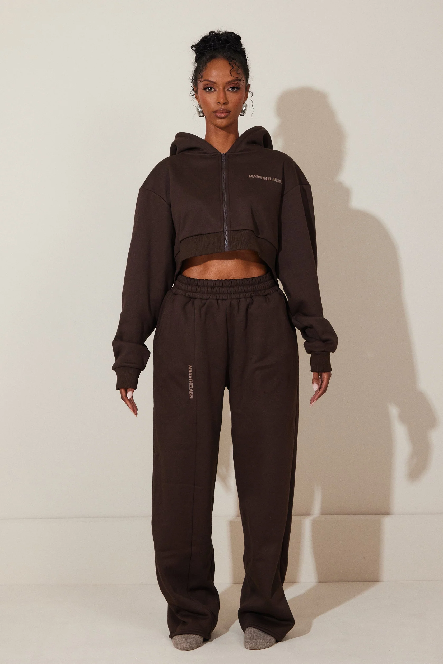 The Essentials Cropped Jacket in Brown - Image 2