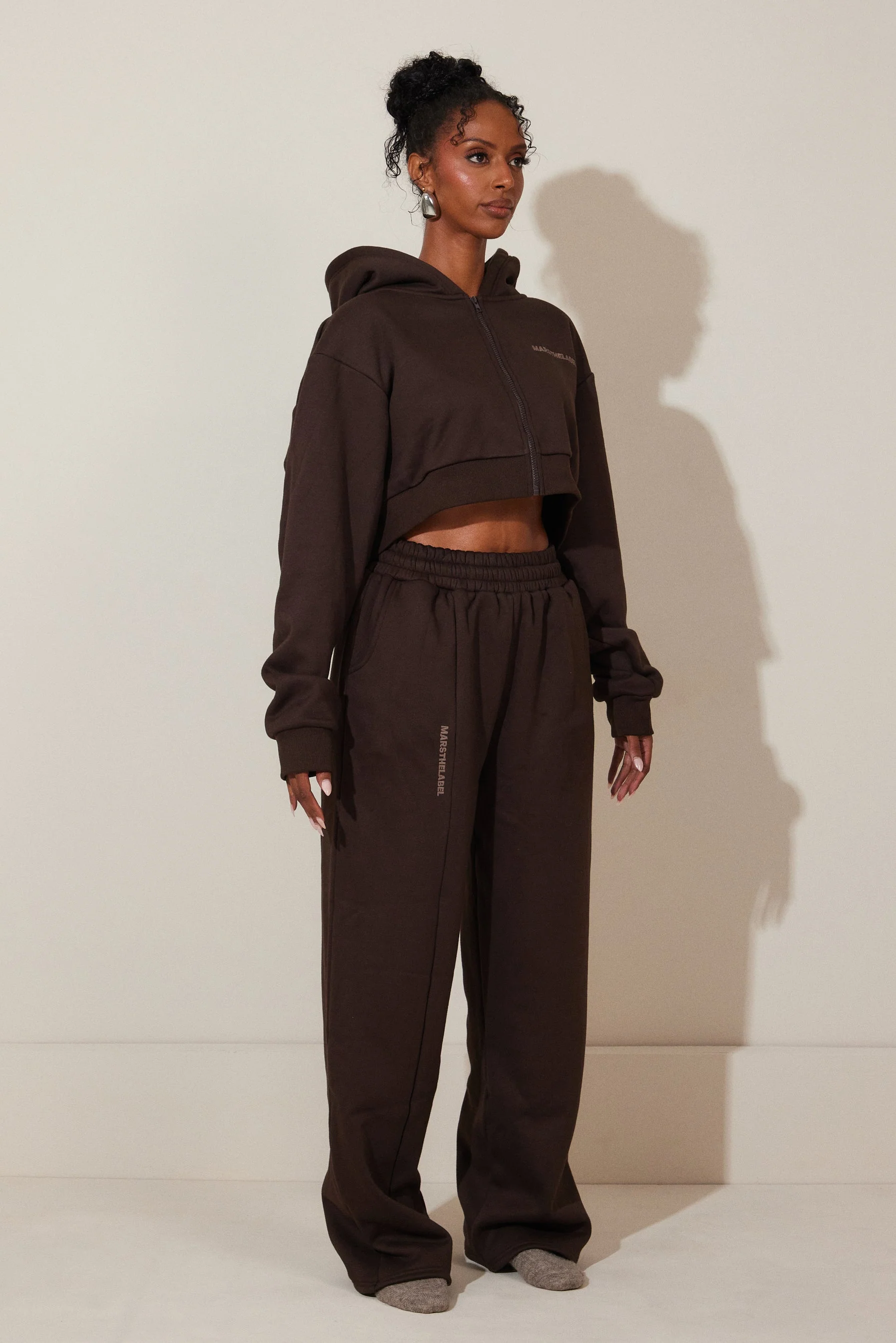 The Essentials Cropped Jacket in Brown - Image 3
