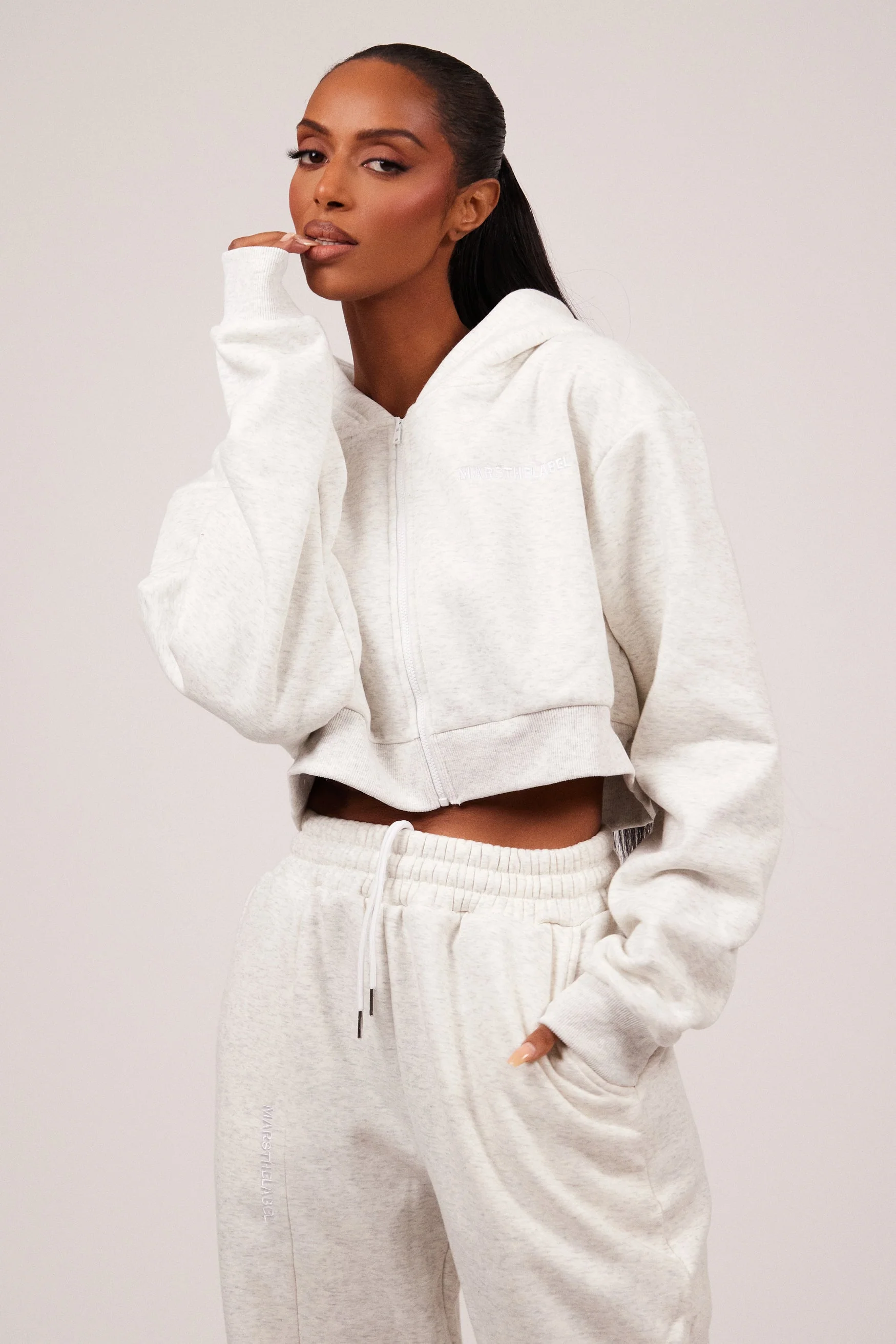 The Essentials Cropped Jacket in Marl Grey - Image 6