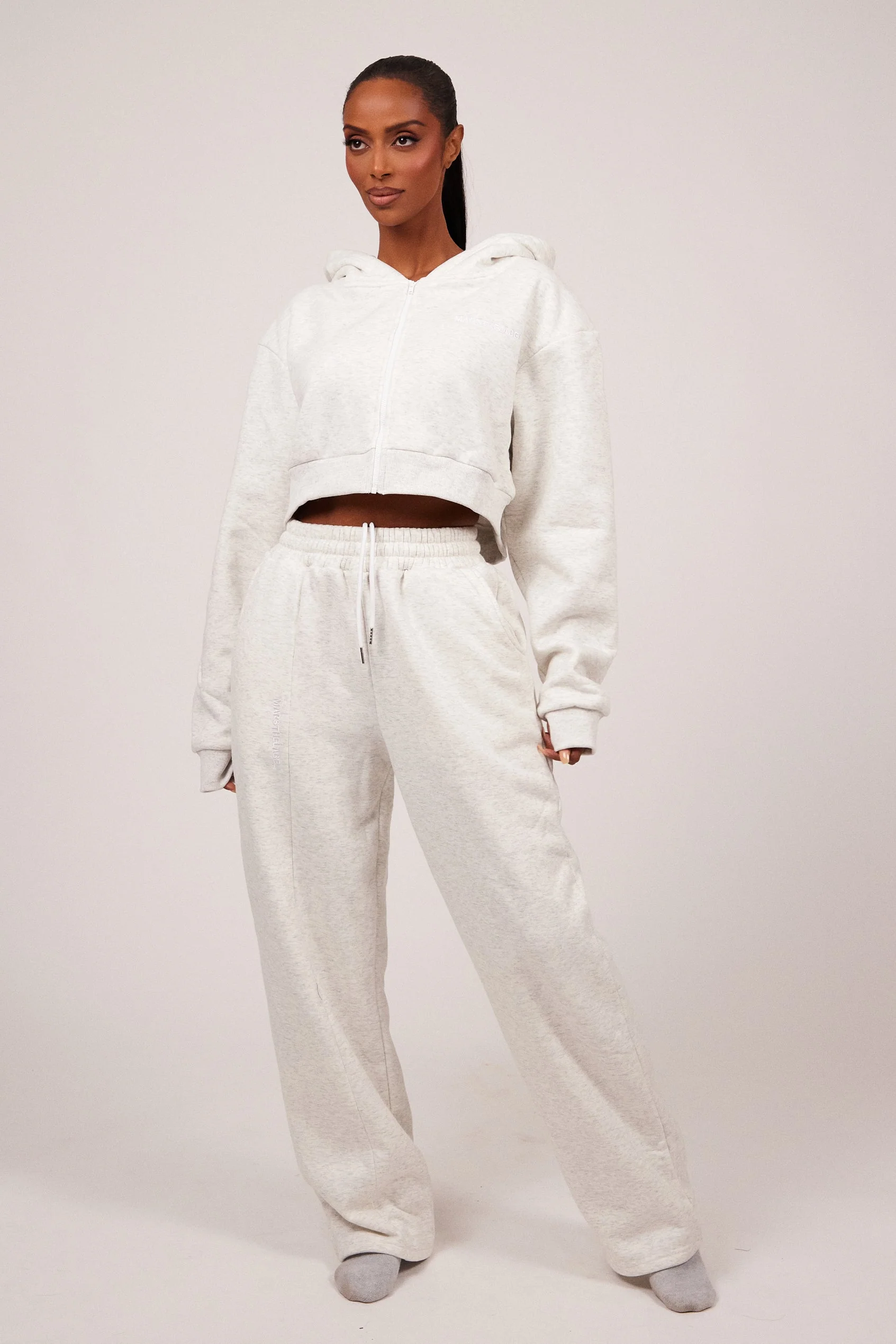 The Essentials Cropped Jacket in Marl Grey - Image 8