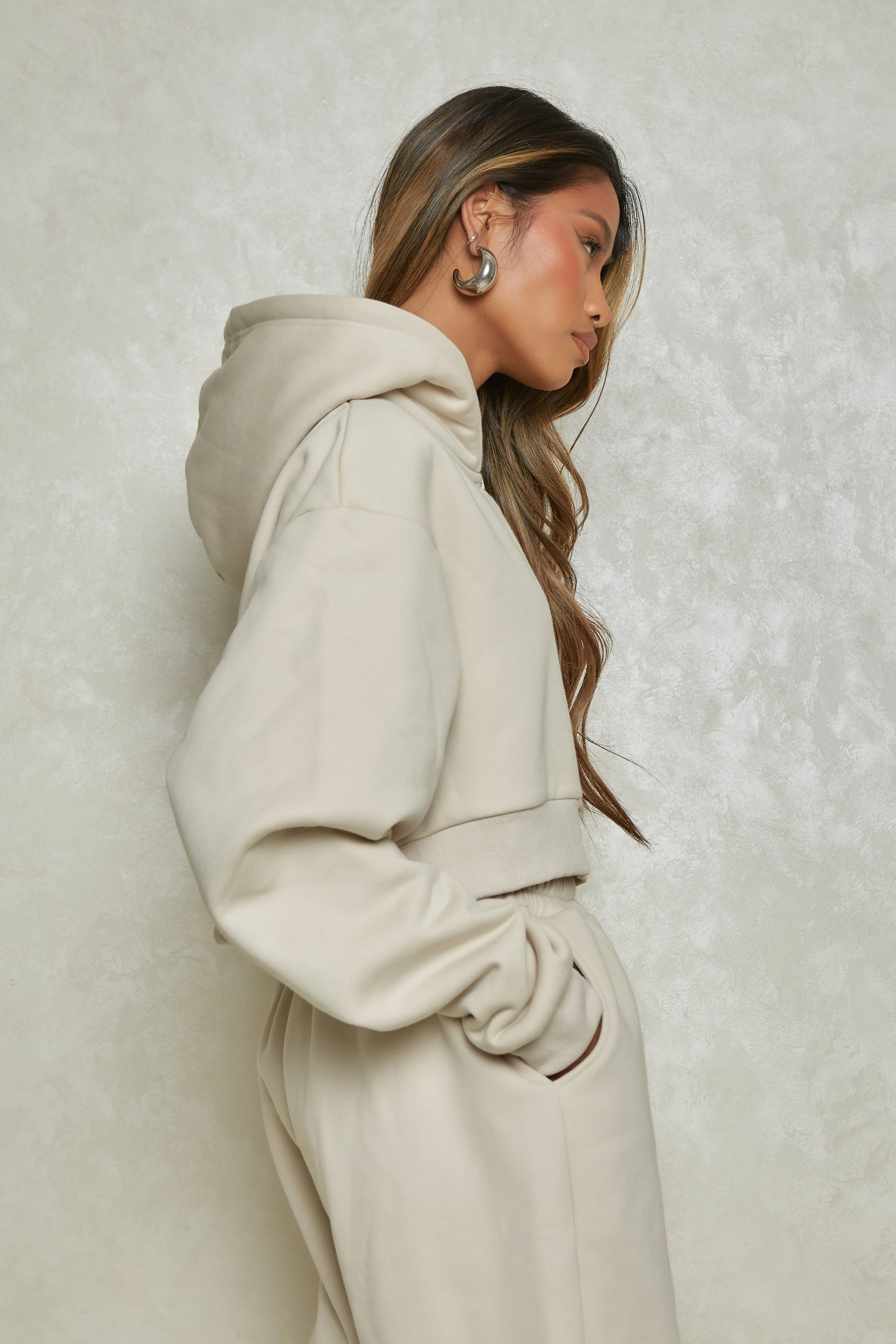 The Essentials Cropped Jacket in Stone - Image 2