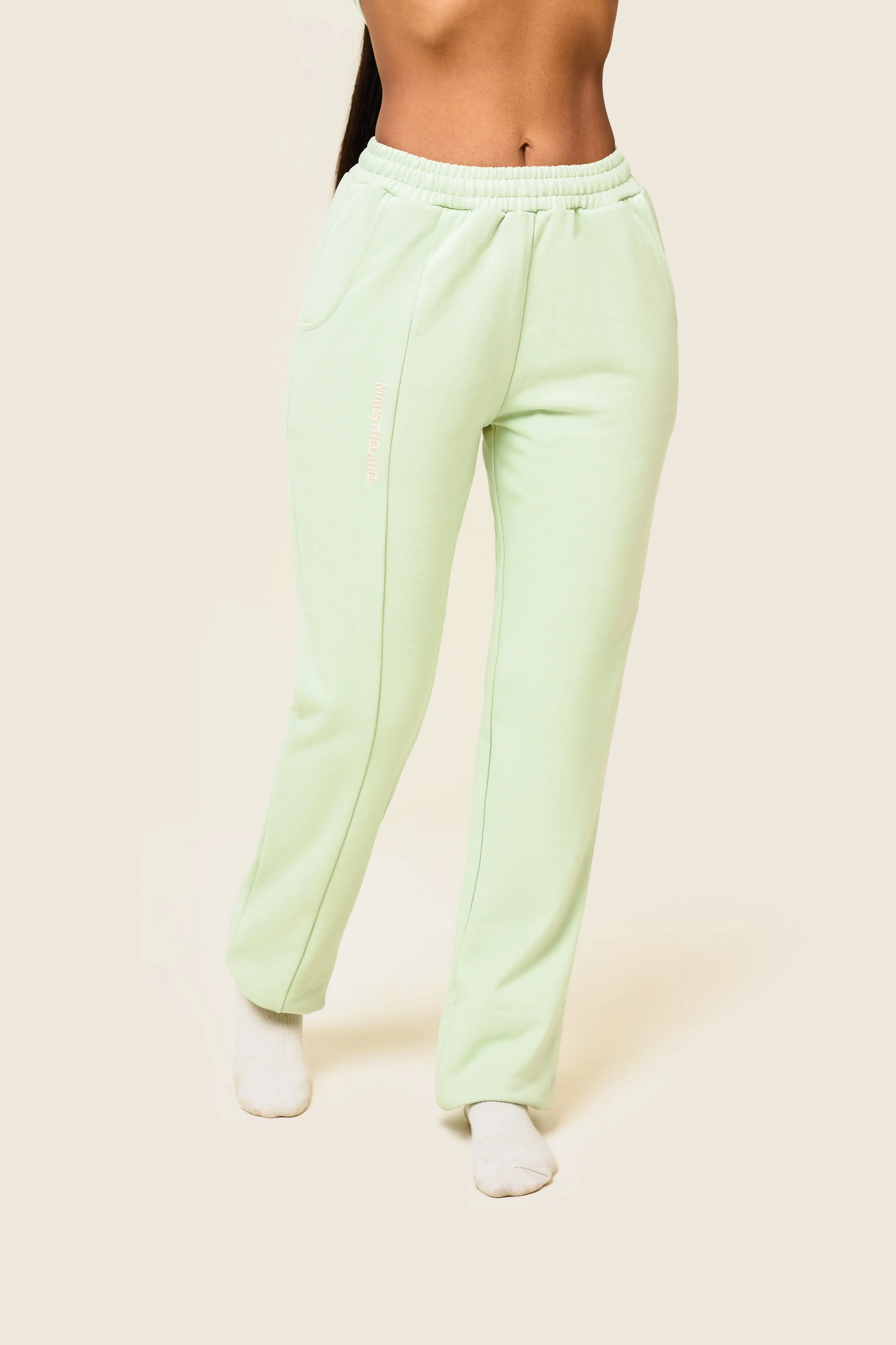The Essentials Tapered Joggers in Sage - Image 2