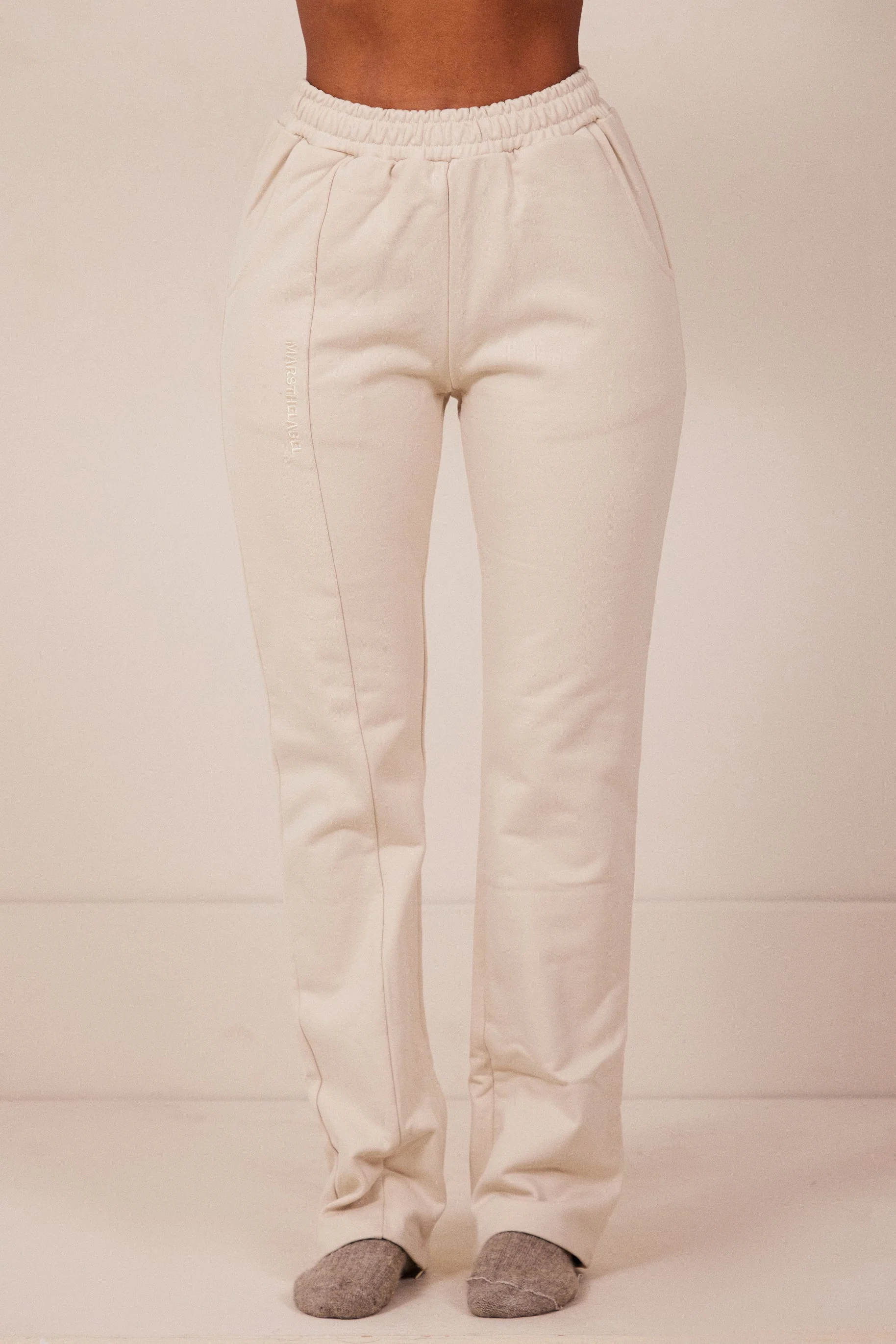 The Essentials Tapered Joggers in Stone - Image 4