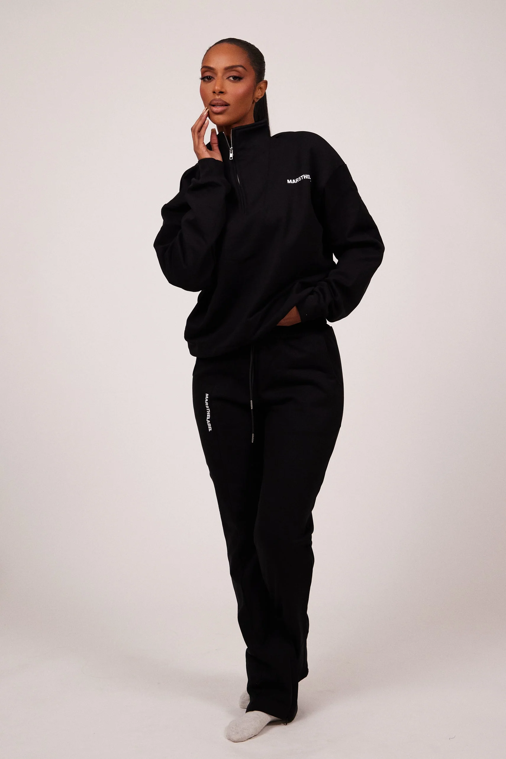 The Essentials Quarter Zip in Black - Image 2