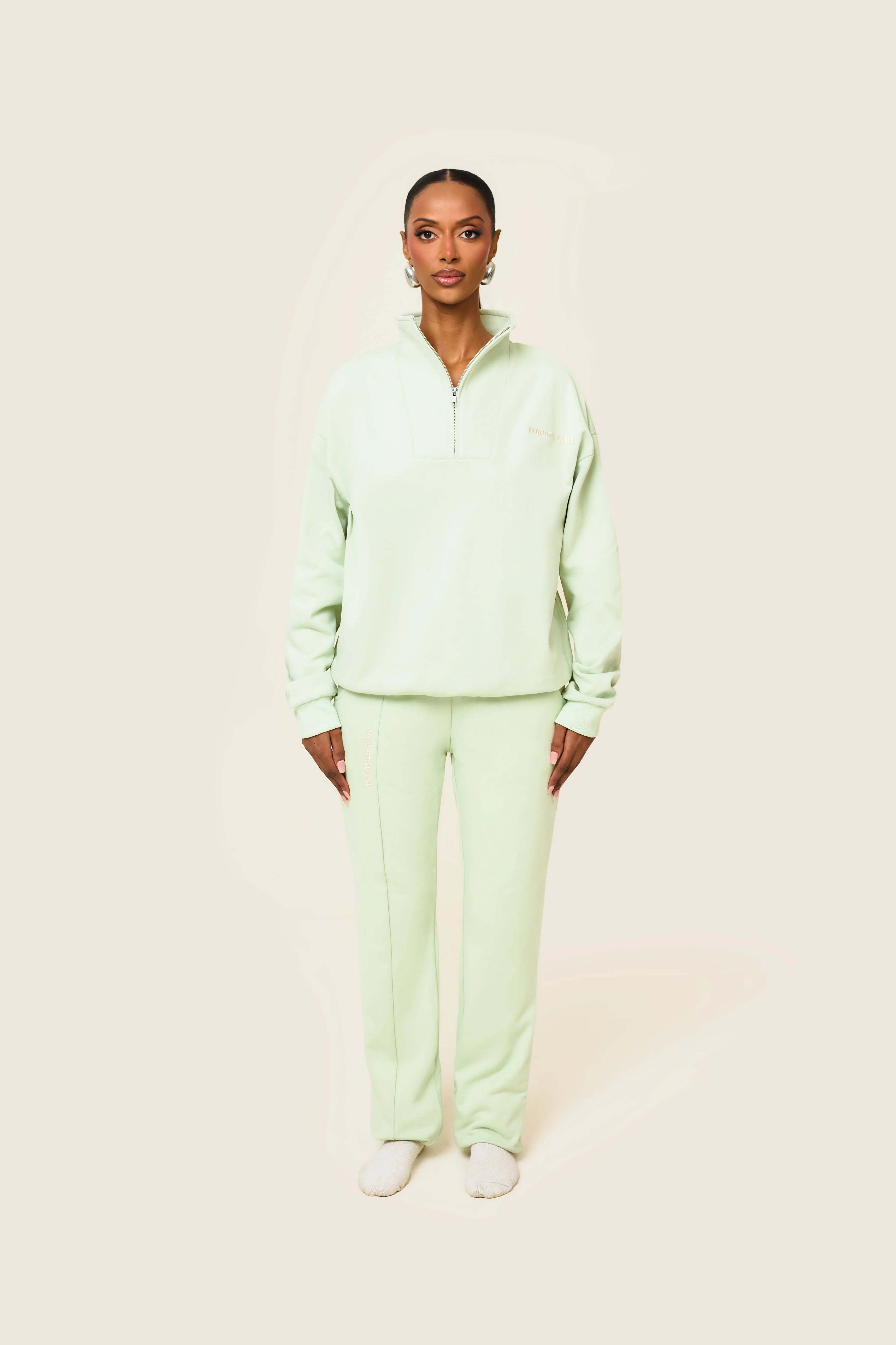 The Essentials Quarter Zip in Sage - Image 2