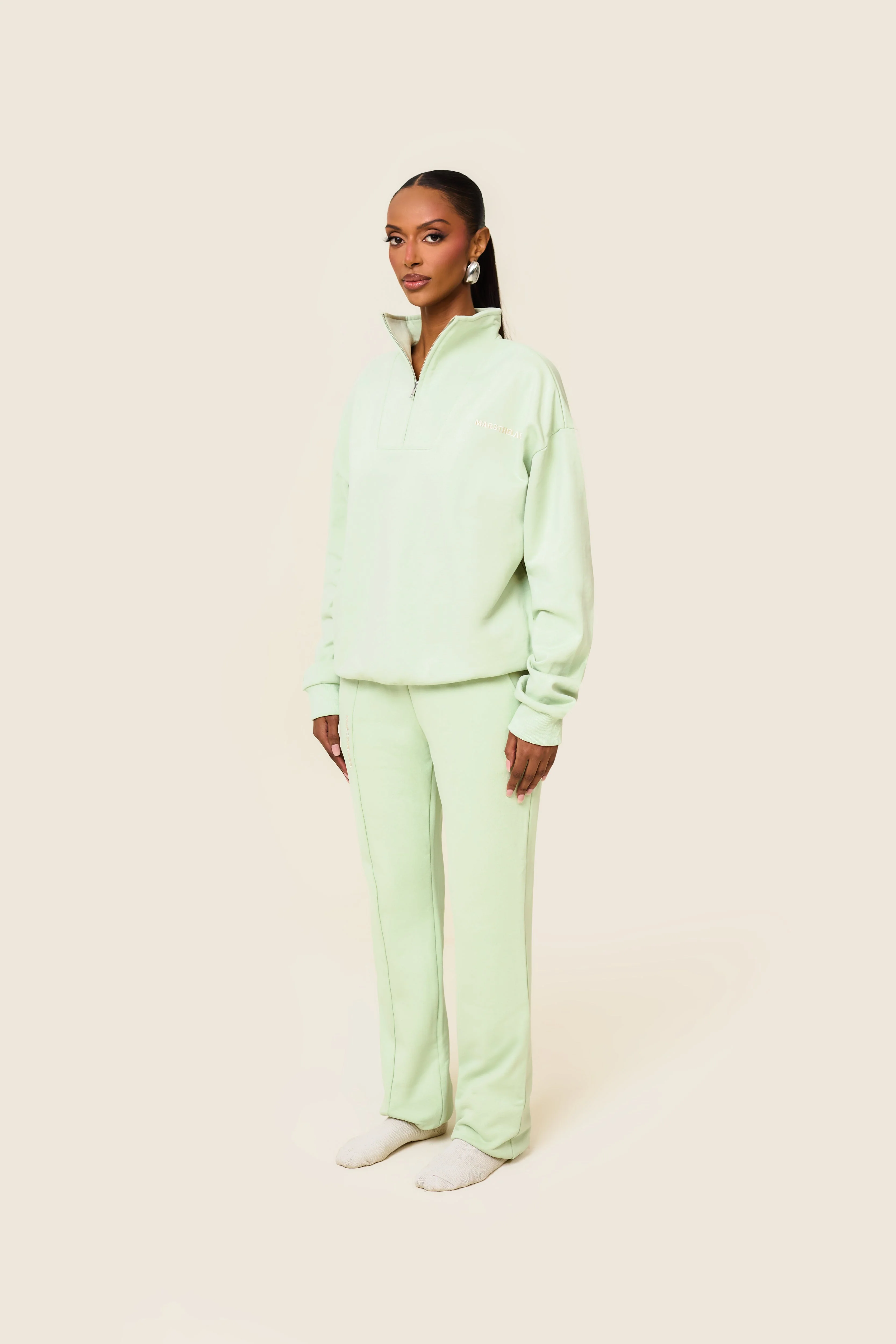 The Essentials Quarter Zip in Sage - Image 3