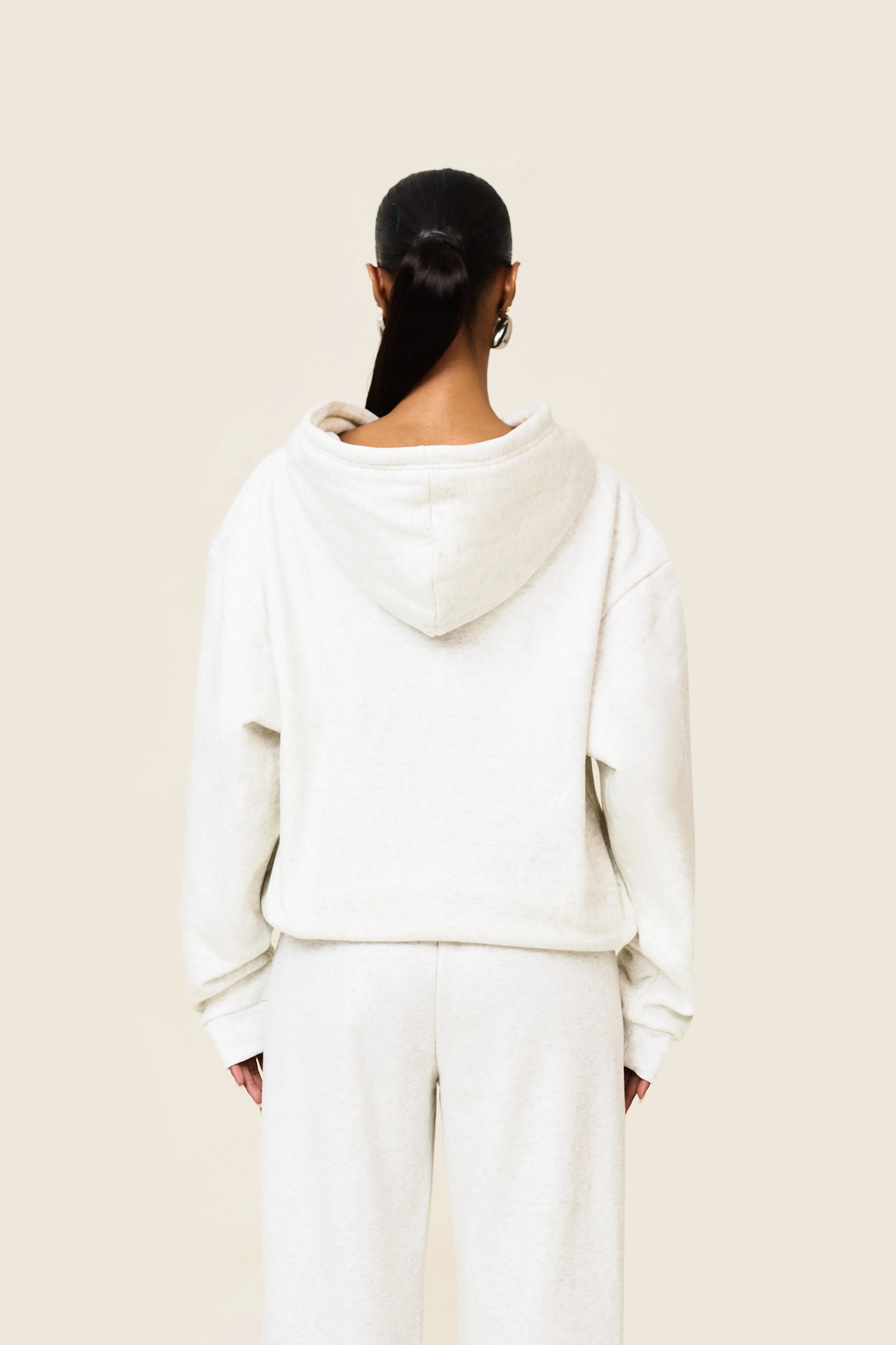 The Essentials Long Zip Jacket in Marl Grey - Image 6