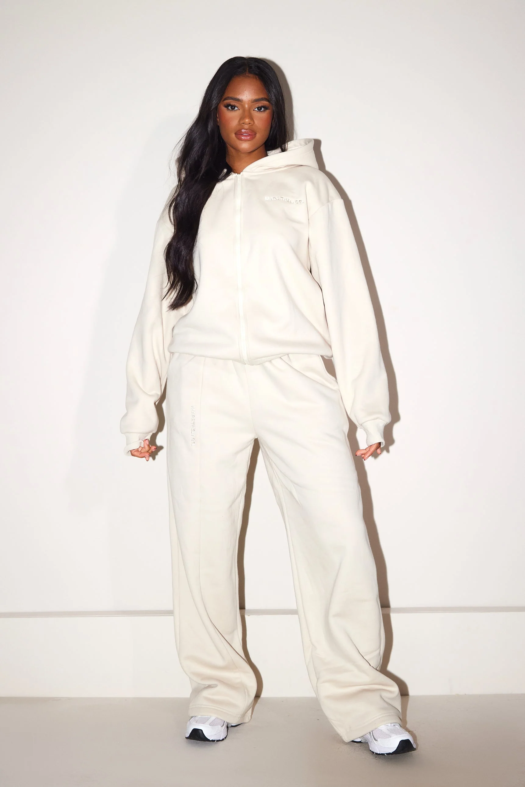 The Essentials Long Zip Jacket in Stone - Image 4