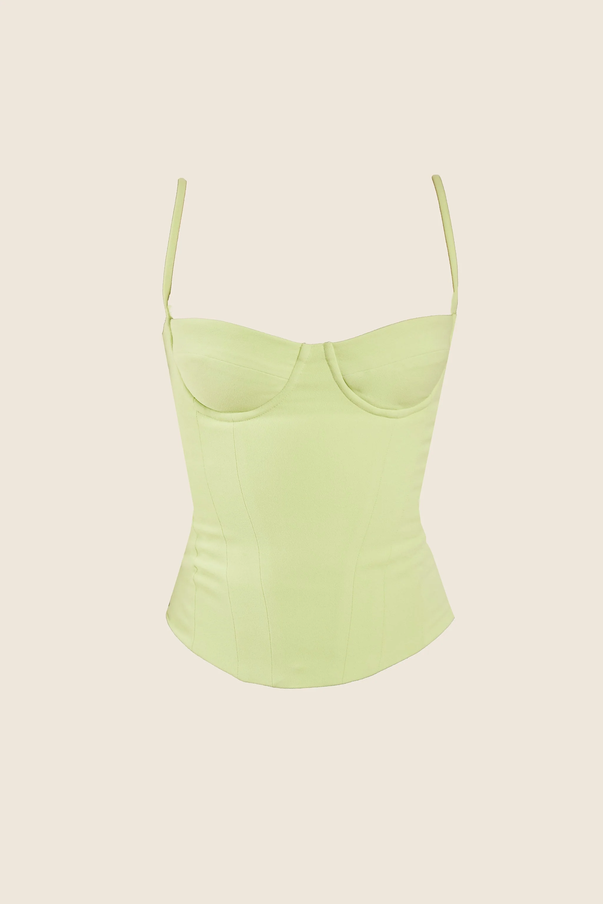 The Everly Lace Up Corset Top in Lime Green - Image 6